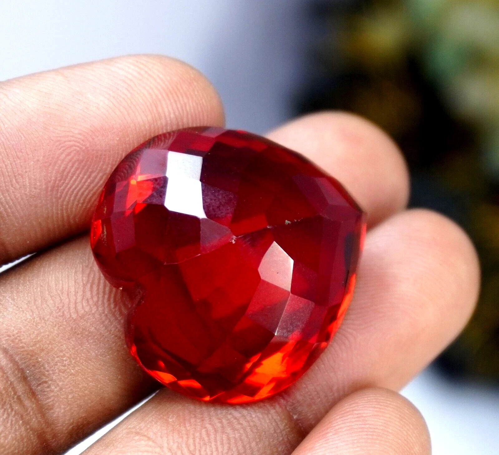 Natural Red Topaz 105 Ct Heart Cut AGL Certified Rare Loose Gemstone