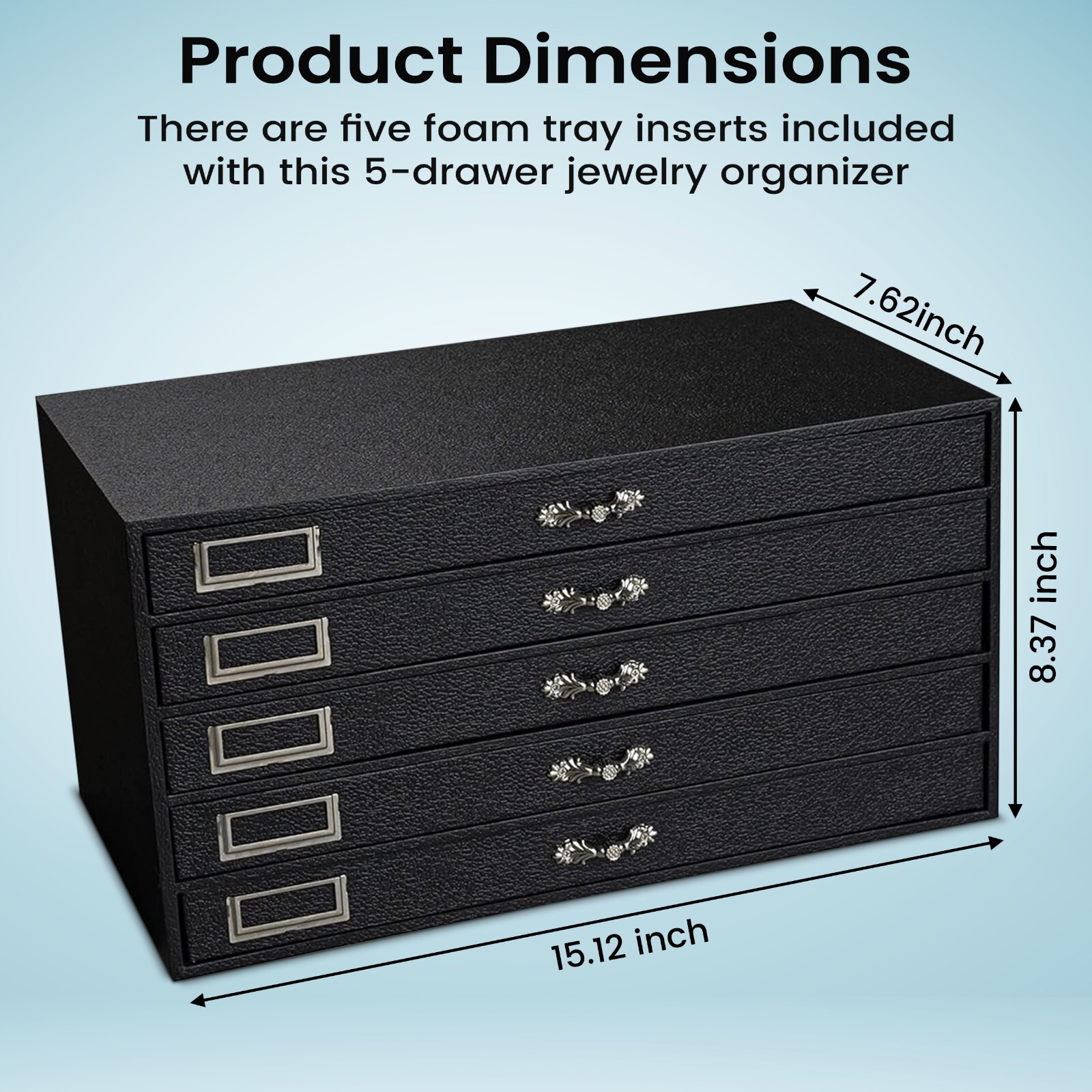 Novel Box 5 Drawer Jewelry Hobby Gem Organizer Display Case with Gem Jar Inserts