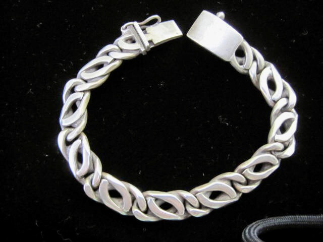 VTG STERLING SILVER CHAIN 8.25 in MELESIO RODRIGUEZ TR-114 56 gms TAXCO MEXICO