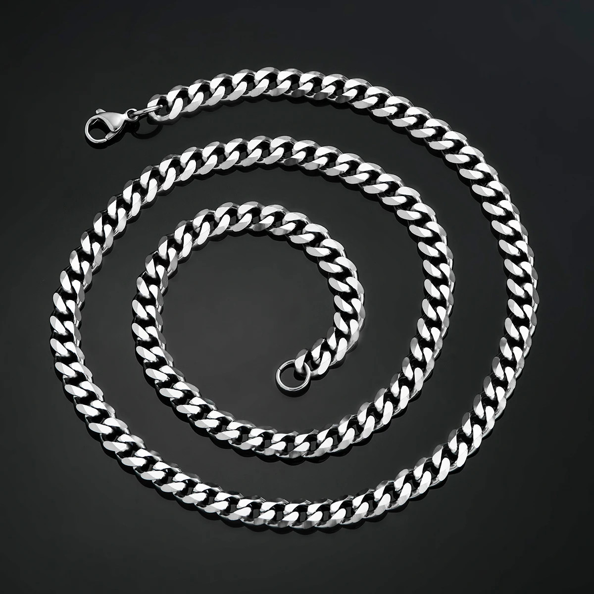 Cuban Link Chains Stainless Steel Classic Men Boy Curb Chunky Silver Color Neckl