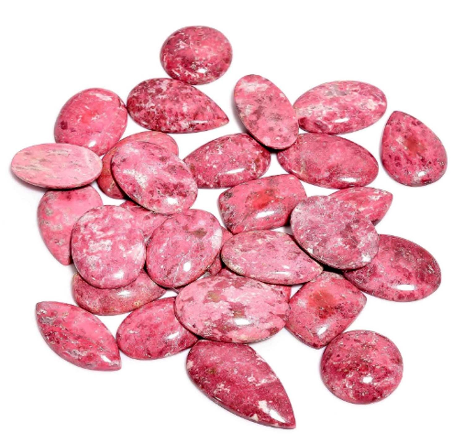 Norway Natural Thulite Hi-Grade 100.00 Cts Big Size Cabochon Gemstone 5 Pcs Lot