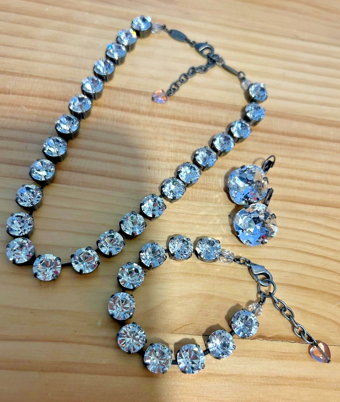 Authentic Sabika 3PC Jewelry Set Clear Crystal Manhattan Choker Bracelet Earring