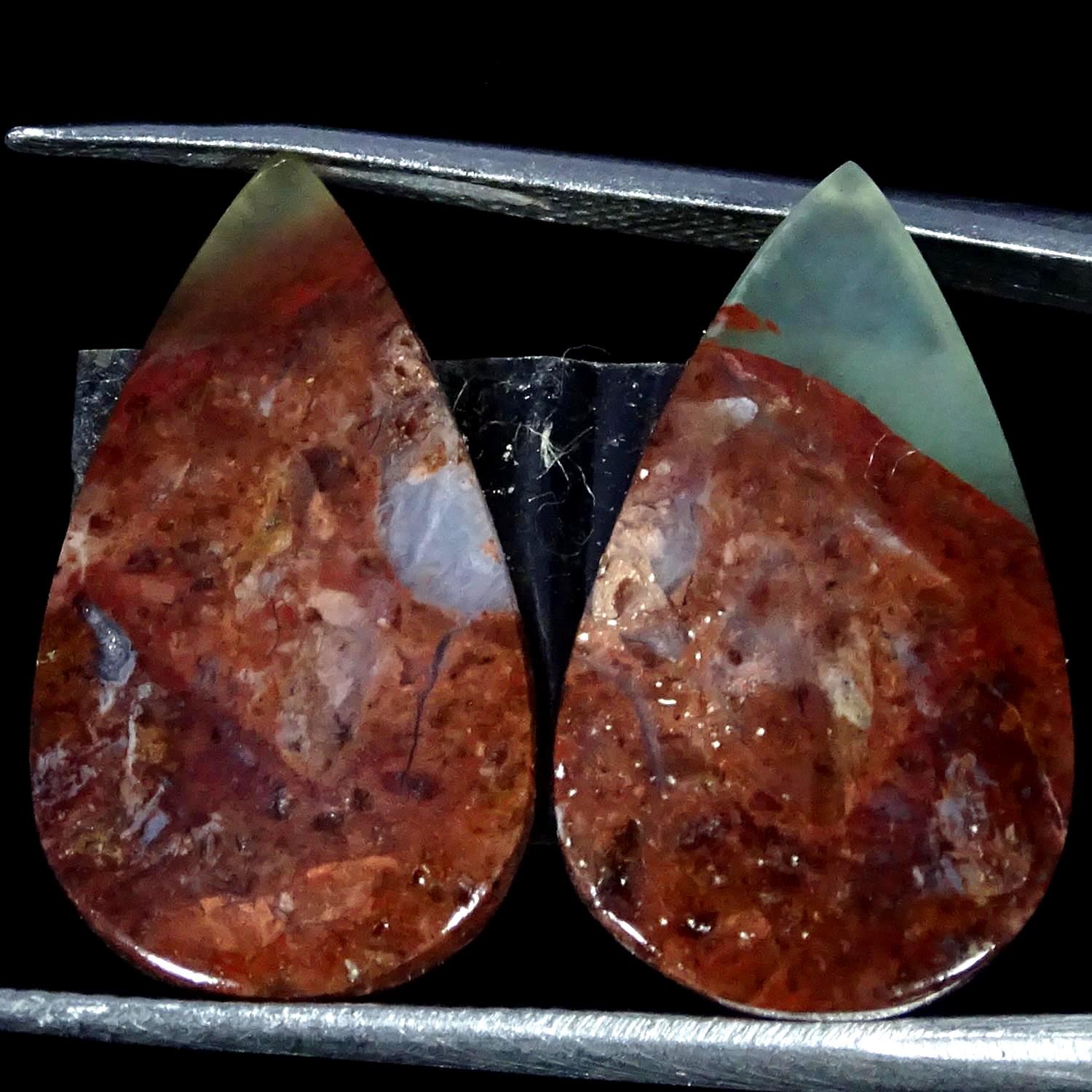 13.20Cts 100% Natural Aqua Chalcedony Pair Pear Cabochon 12X21X3MM