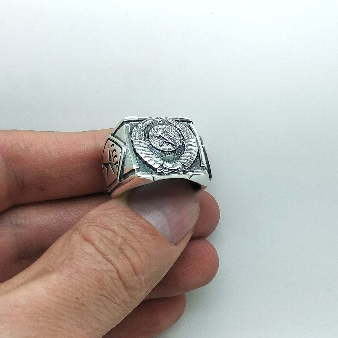 USSR Soviet Heraldry, Emblems of the Soviet Republics Ring Sterling Silver 925