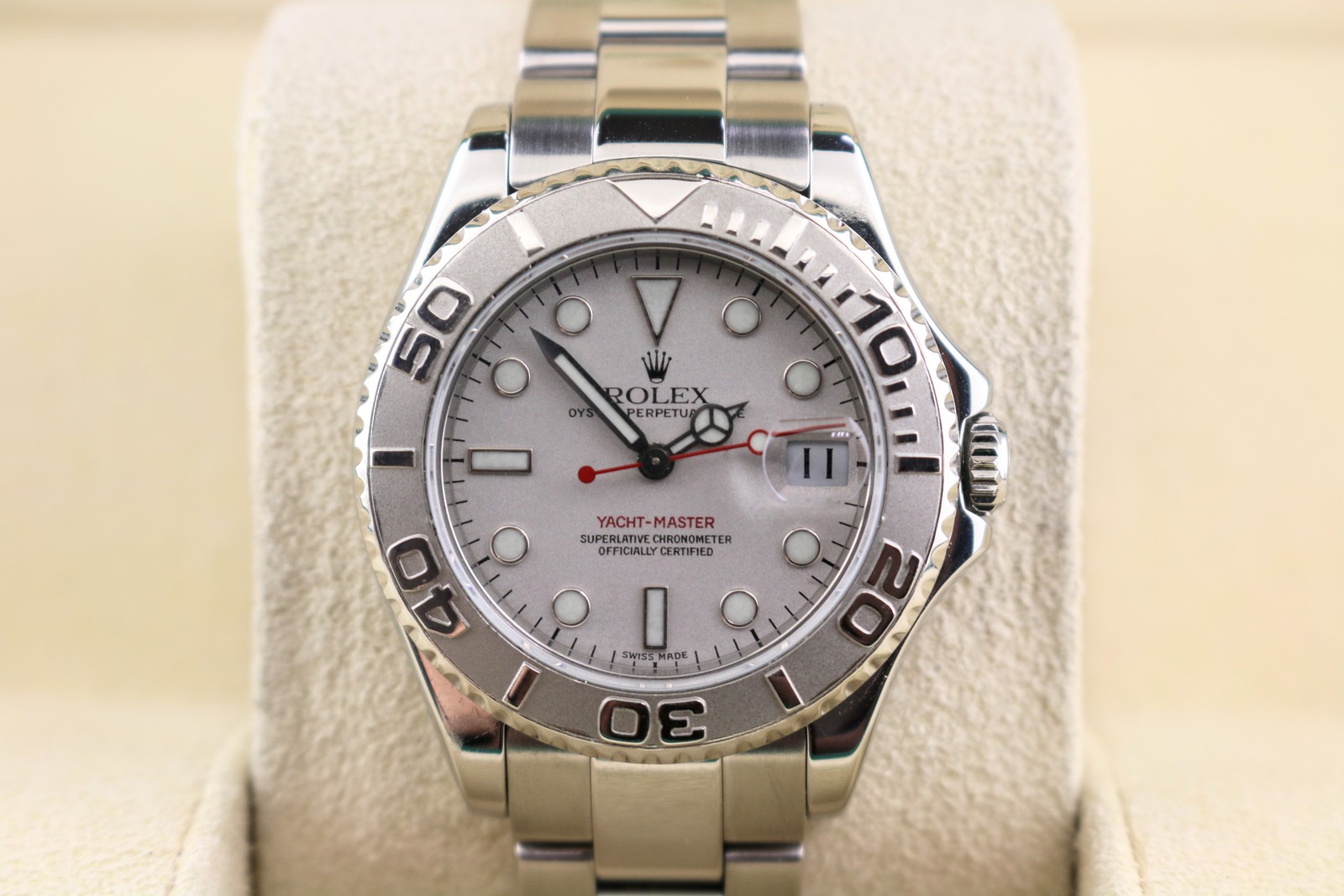 1999 Rolex Yacht-Master 168622 Platinum Dial SS Midsize No Papers 35mm