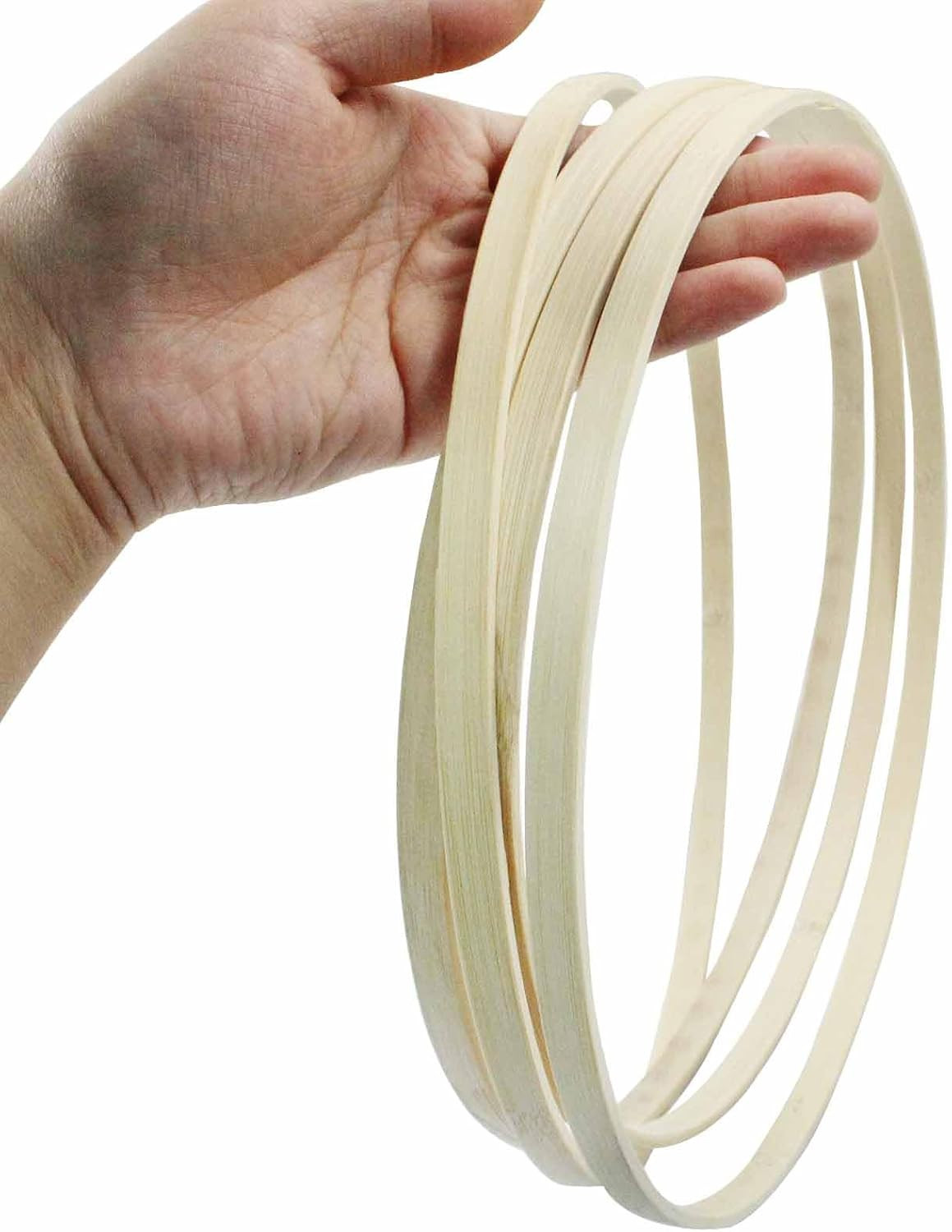 6Pcs 10 Inch Bamboo Floral Hoops, Wooden Hoop Wreath Frame Bamboo Ring for DIY D