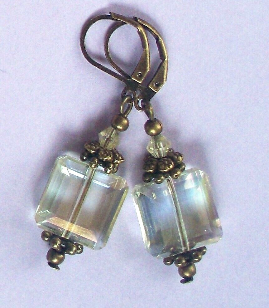 colorized CRYSTAL drops Lever back handcrafted YOU CHOOSE XX
