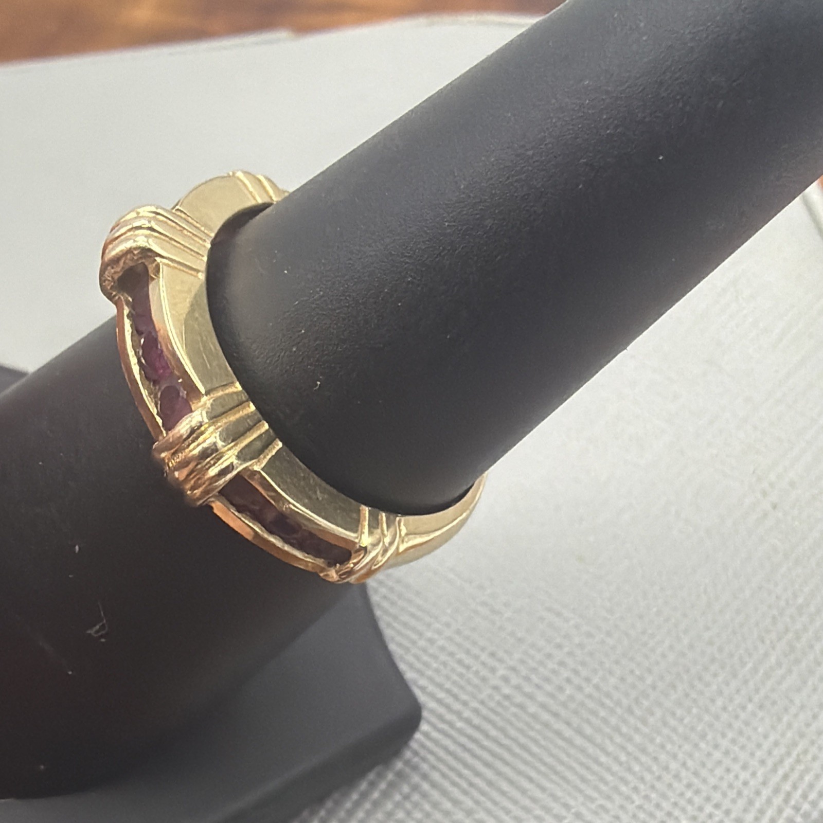 Effy BH Vintage Channel Set Ruby & 14k Yellow Gold Ring Size 7