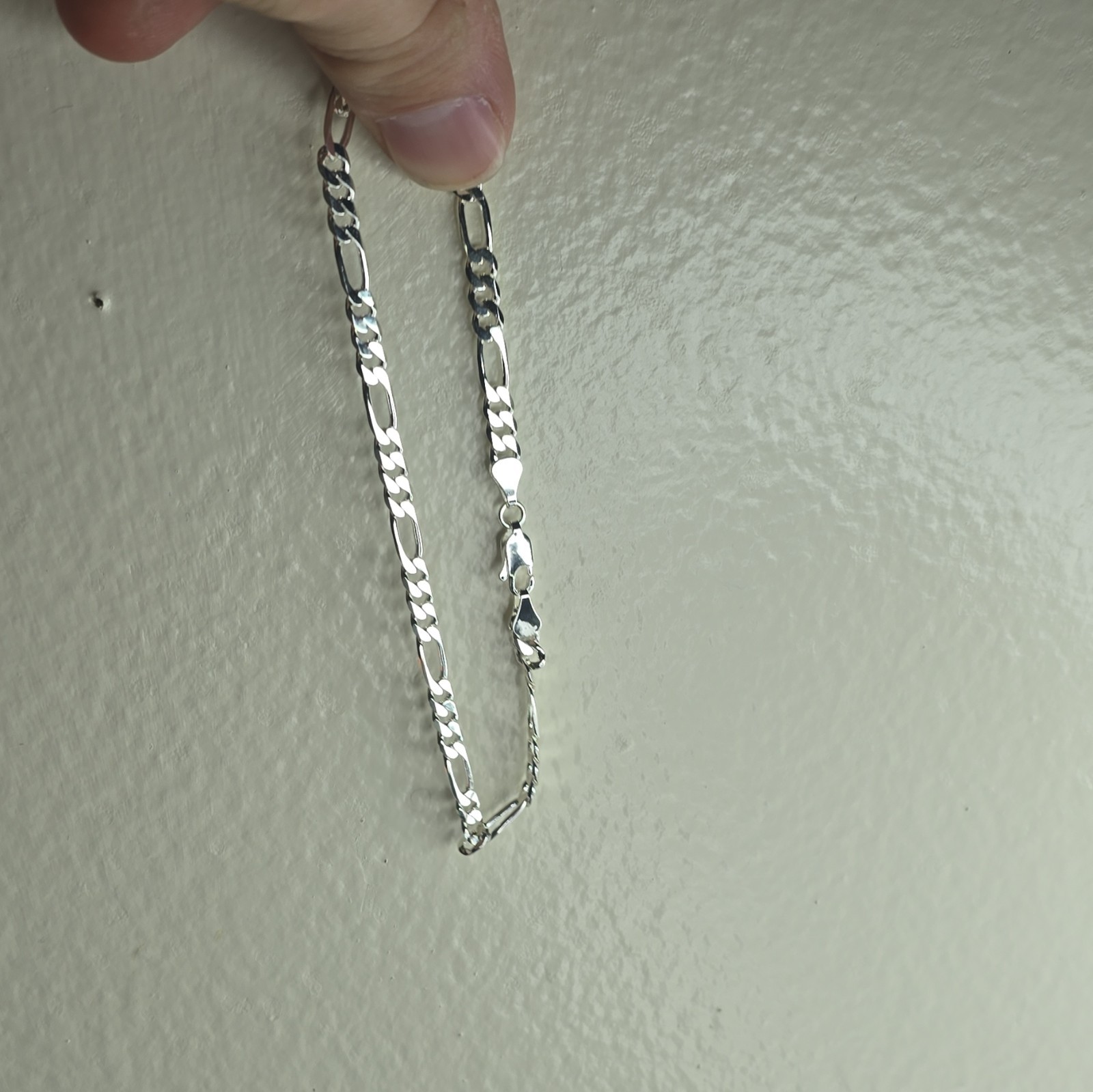 925 Sterling Silver Figaro Anklet/Bracelet Necklace w/ Lobster Clasp Signed