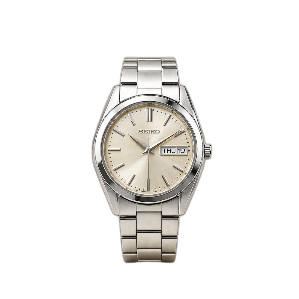 SEIKO SBTH007 Men’s Analog Quartz Metal Watch Champagne Gold Day-Date