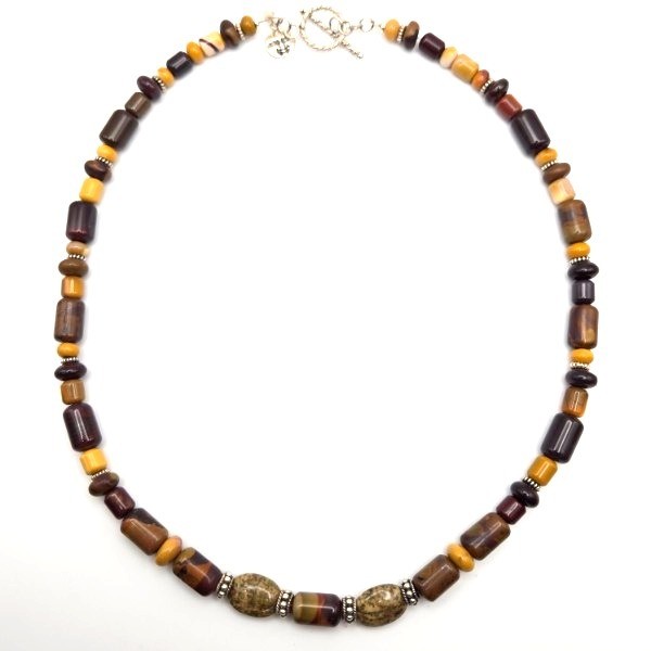 Artisan Crafted Polished Mookaite Jasper 925 Sterling Silver Necklace Handmade