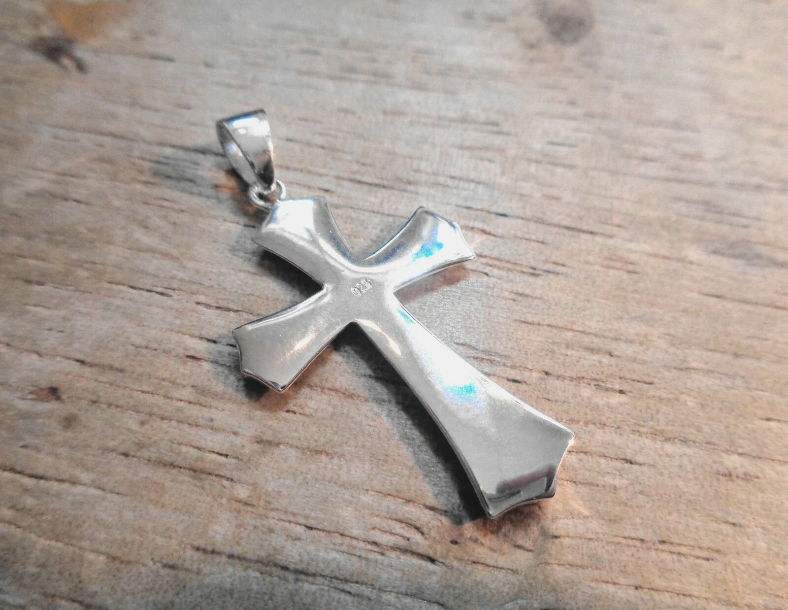 25.5MM SOLID 925 STER SILVER HAND ENGRAVED HAWAIIAN SCROLL FUSILLY CROSS PENDANT