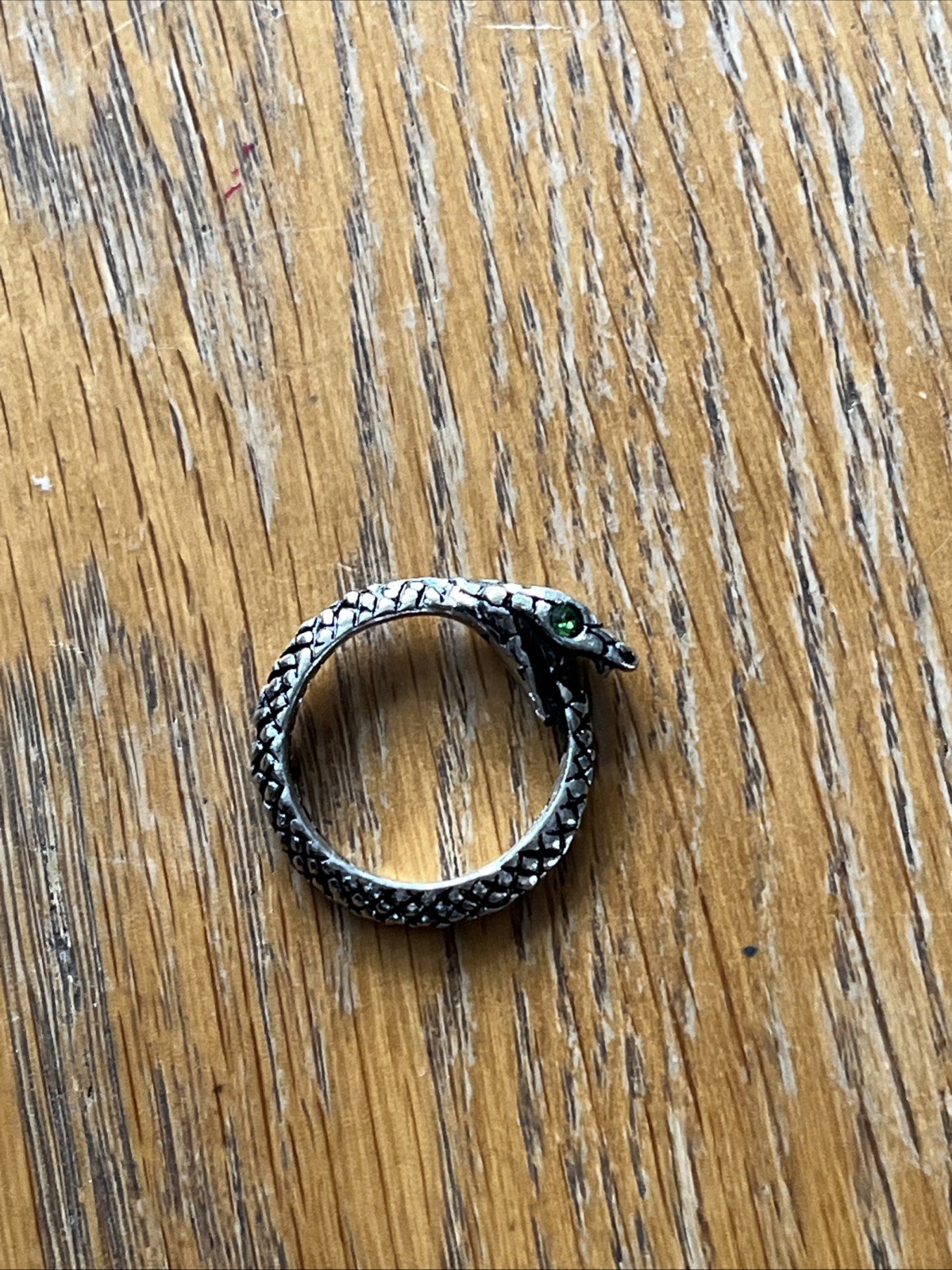 Alchemy England Sophia Serpent Ring Green Swarovski Pewter