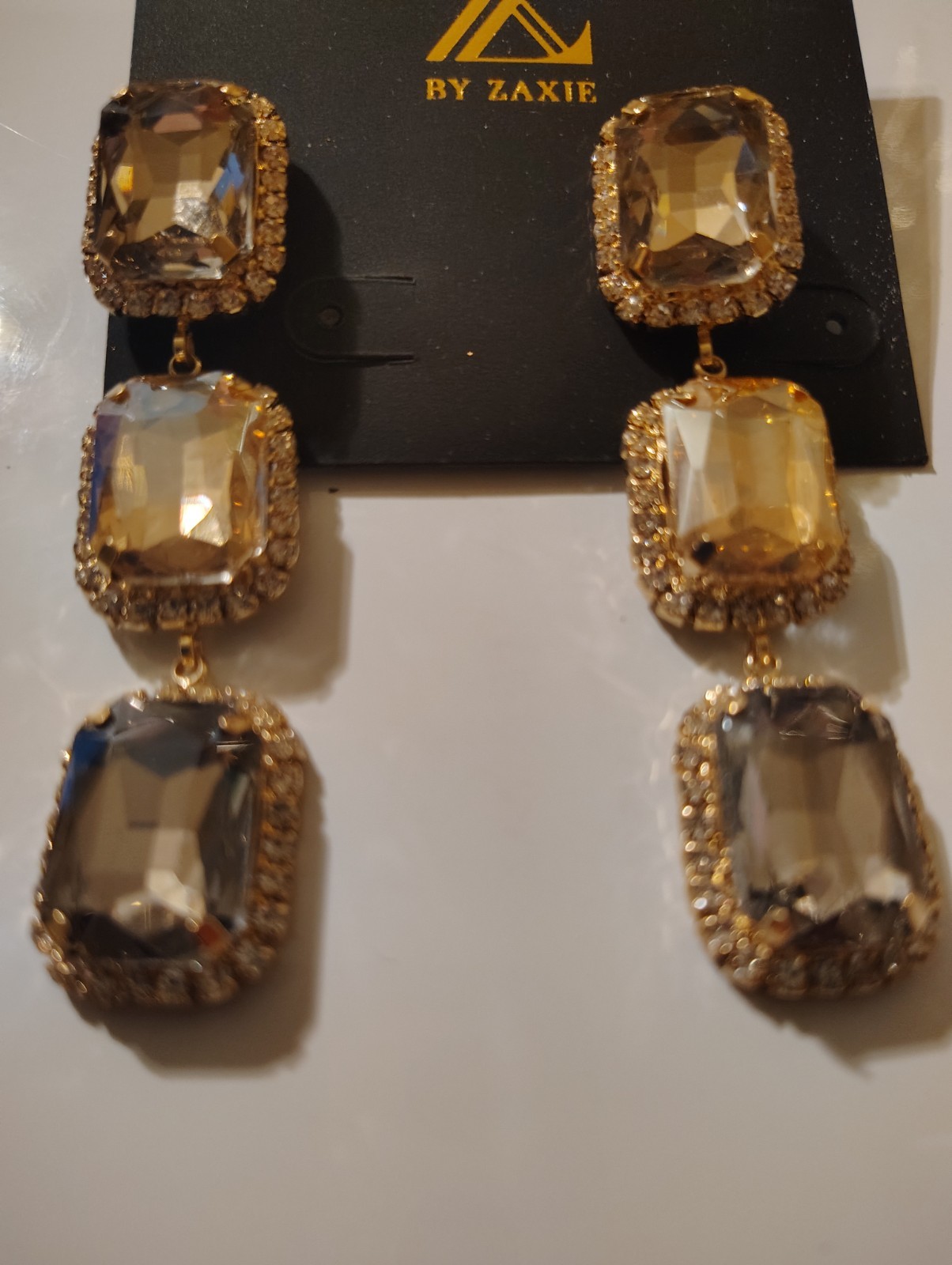Elegant | Z By Zaxie Earrings Yellow Glass Rhinestone