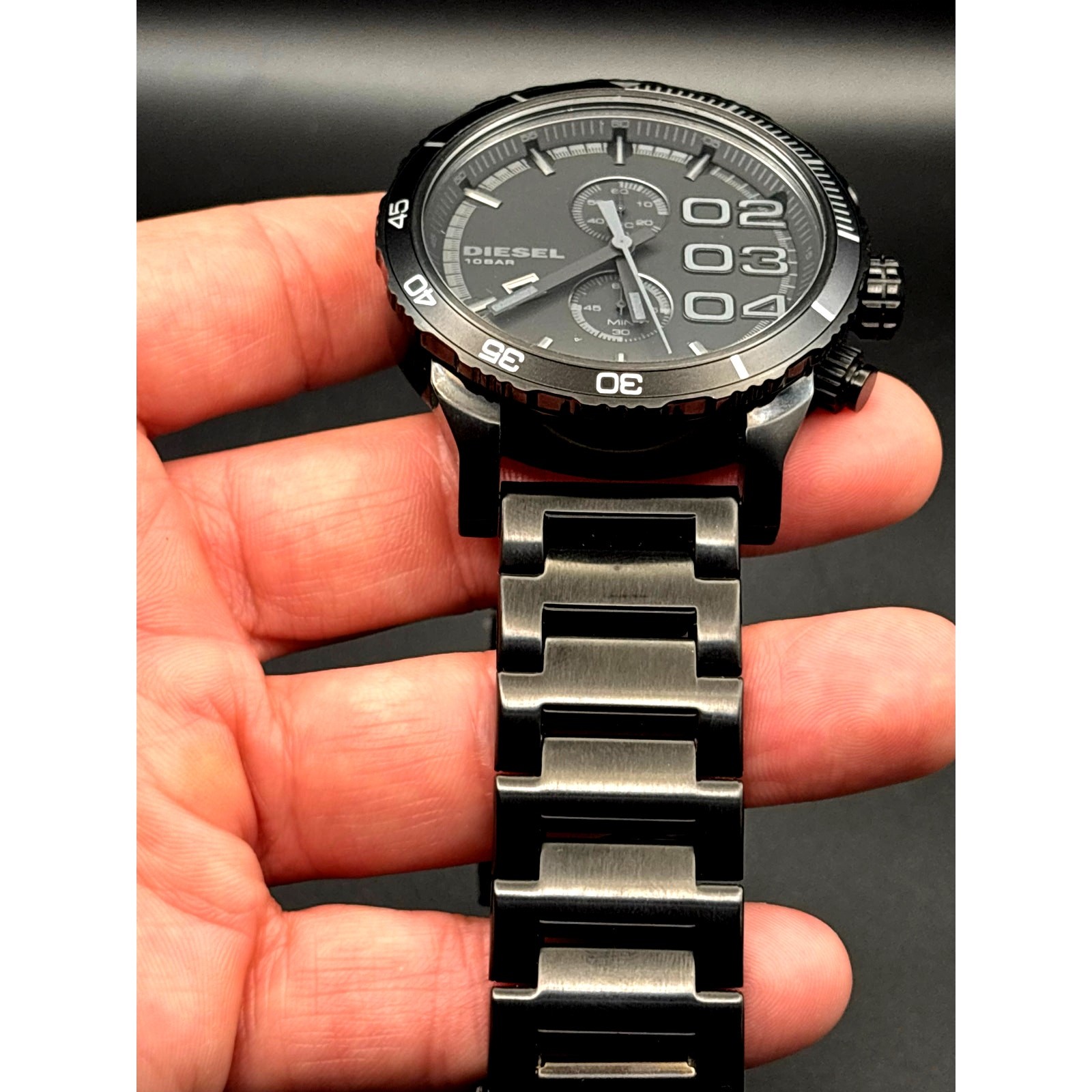 Diesel DZ4326 Men’s Double Down Chronograph Black Stainless Steel Watch NWOT