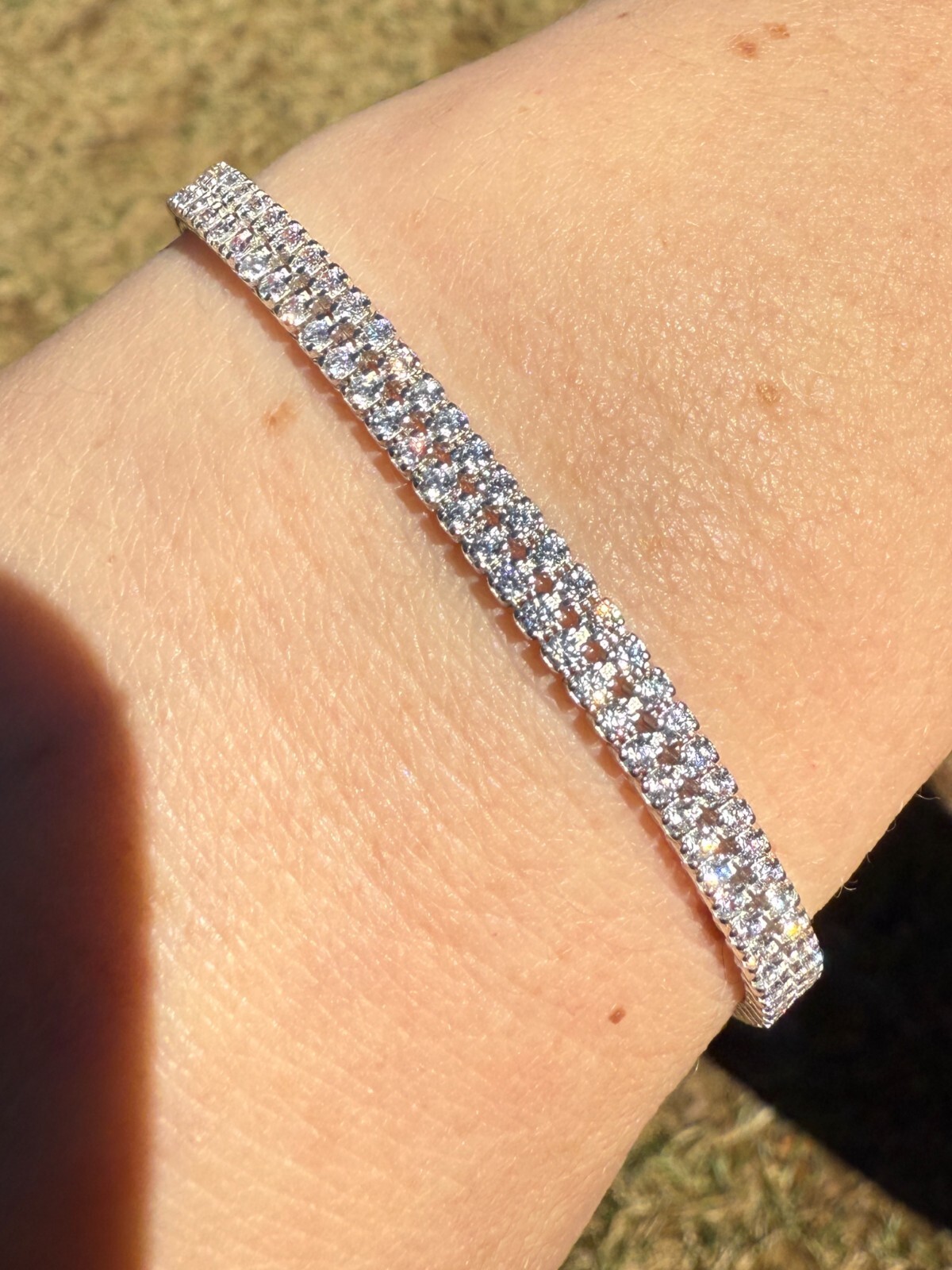 Real 925 Sterling Silver Micro Two Row 4.5mm Tennis Bracelet CZ 6-8″ Iced