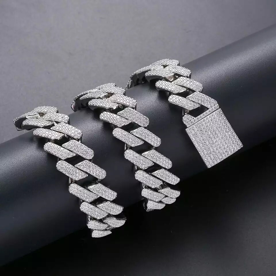 Cadenas de Plata ® Chapada en Oro 14K Para Hombre Cadena Cubana Joyería Fina