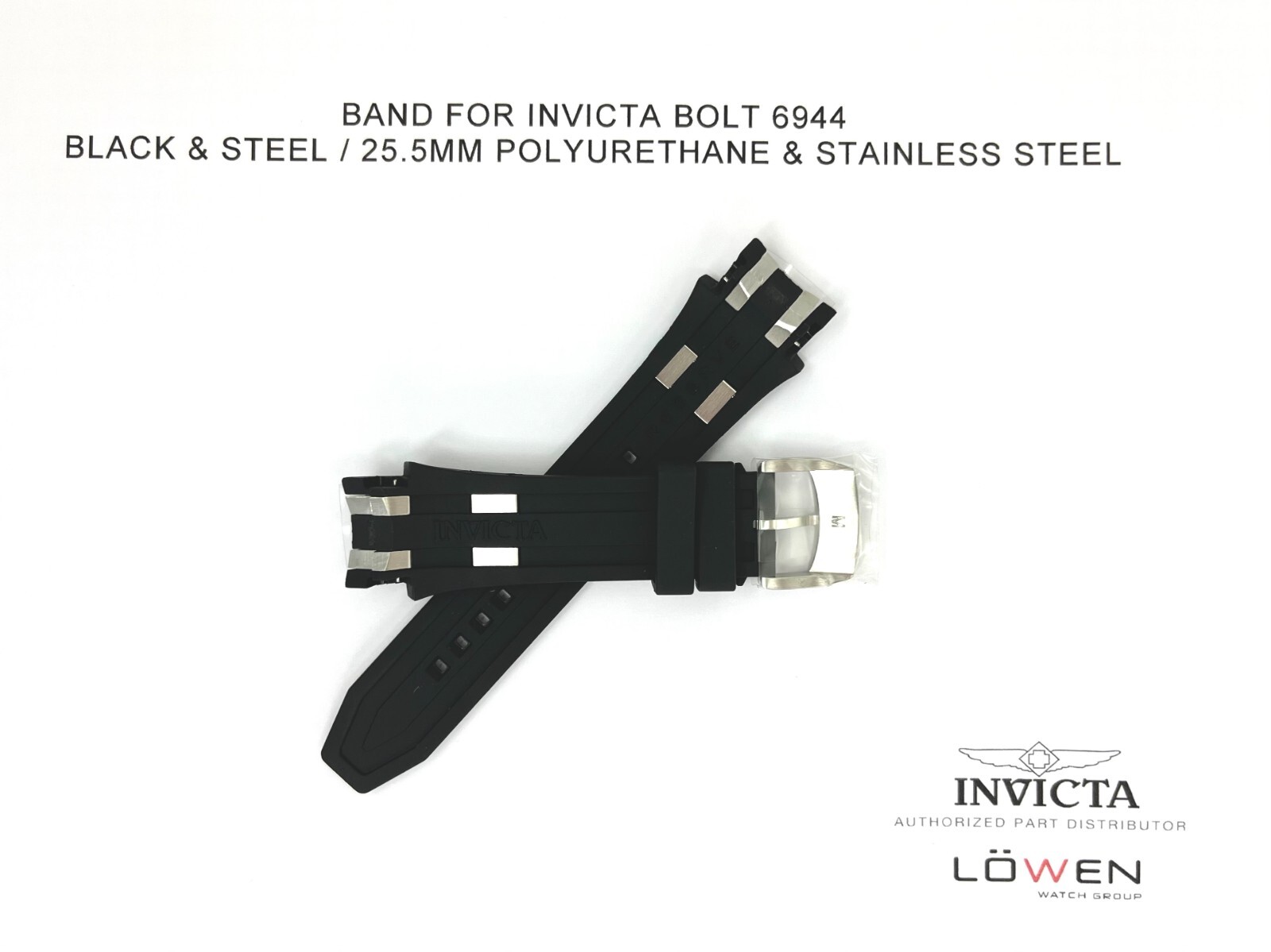 Authentic Invicta Lady Bolt 6944 Black Polyurethane 25.5MM Watch Band