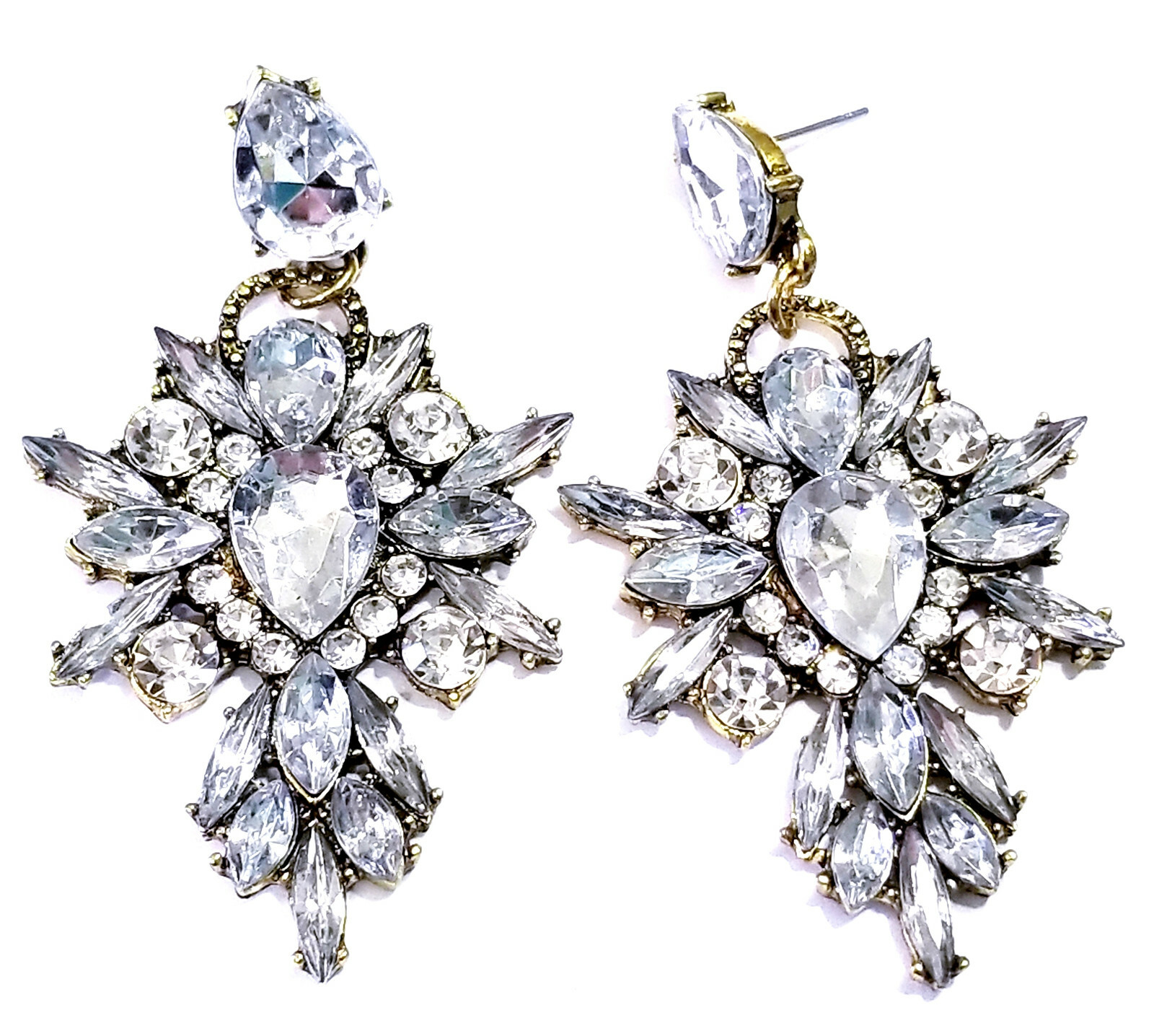 Chandelier Earrings Clear Rhinestone Crystal 2.8 in