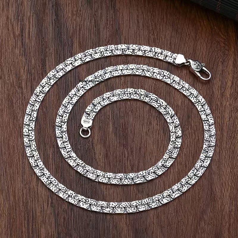 Solid S925 Sterling Silver Plain Chain 5mm Curb Pattern Link Necklace 20-26in