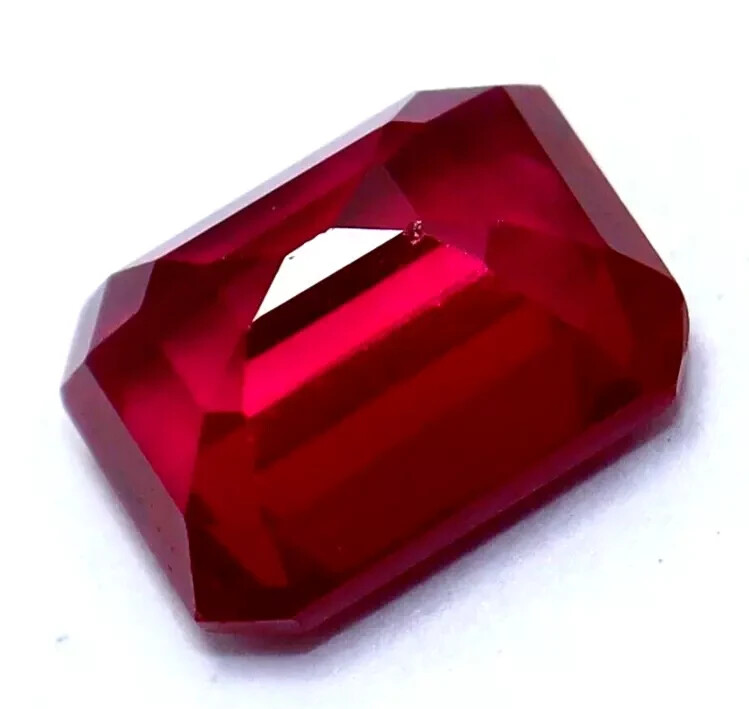Natural Red Ruby 25 Ct Emerald Cut Faceted Certified Loose Gemstone With Gift