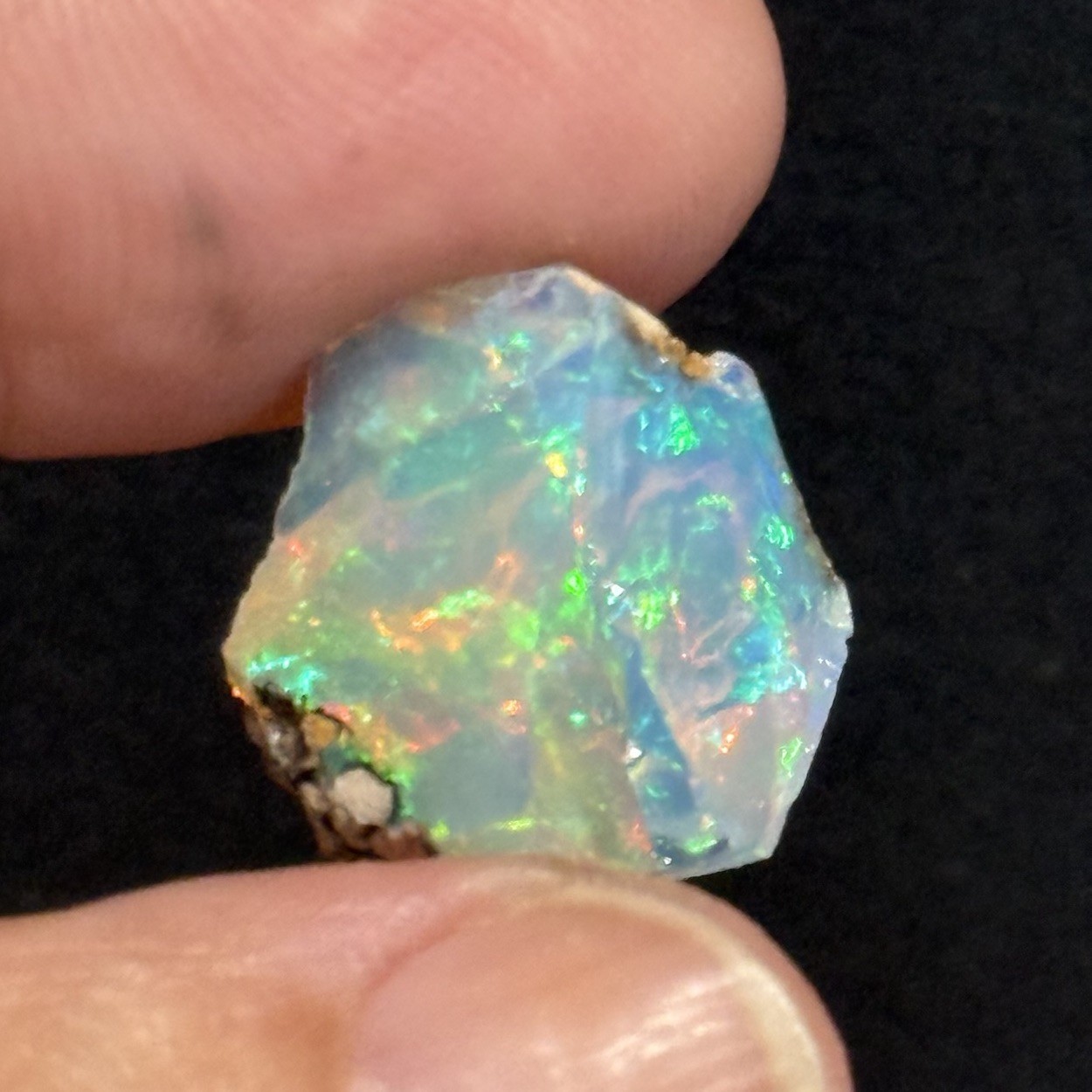 10.95ct 16.3×15.2mm Colorful Ethiopian Welo Opal Rough Rock Gem Wire Wrapping