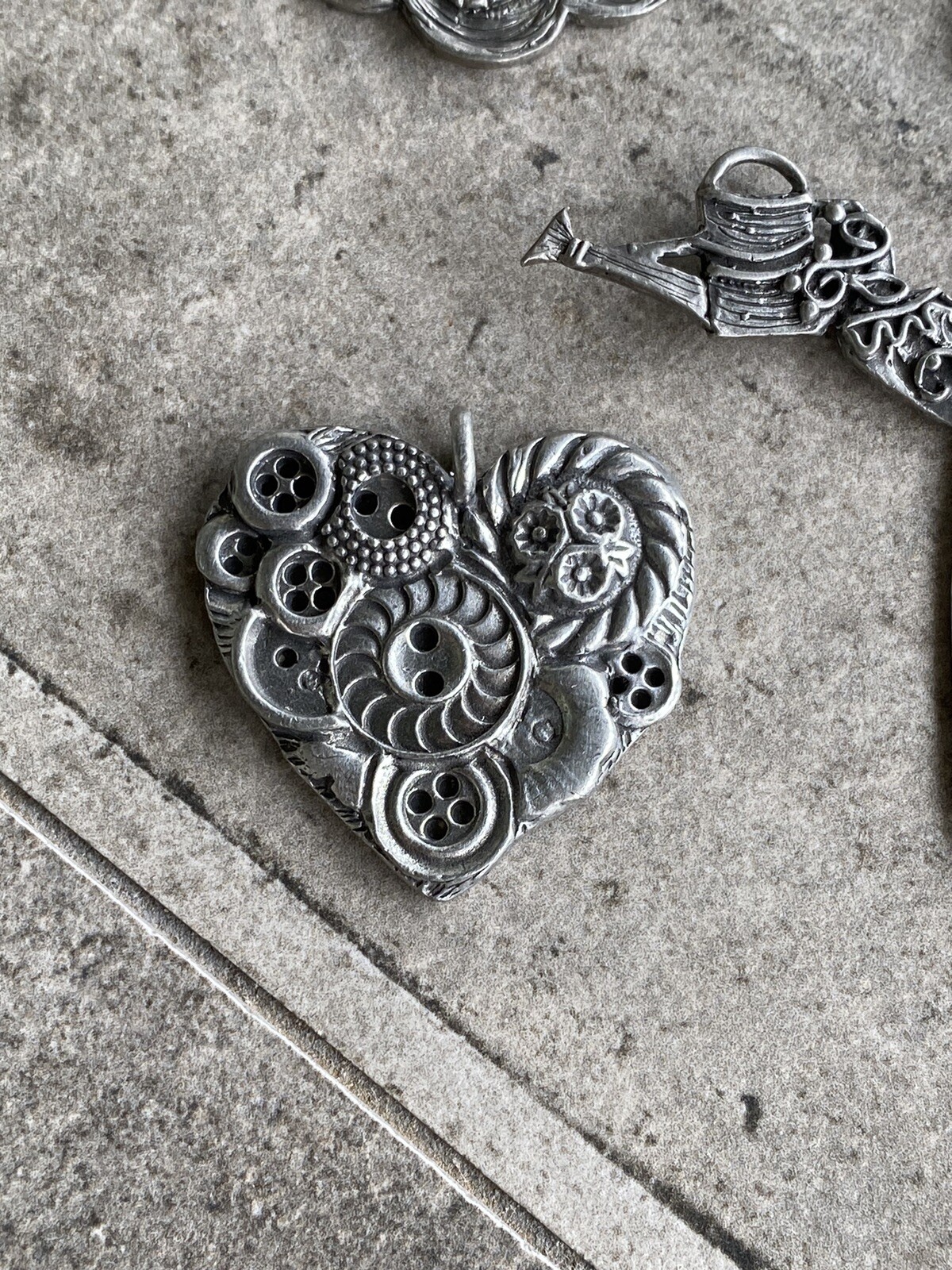 Marcie USA Handcrafted Pewter Angel Heart Pendant Lot of 4