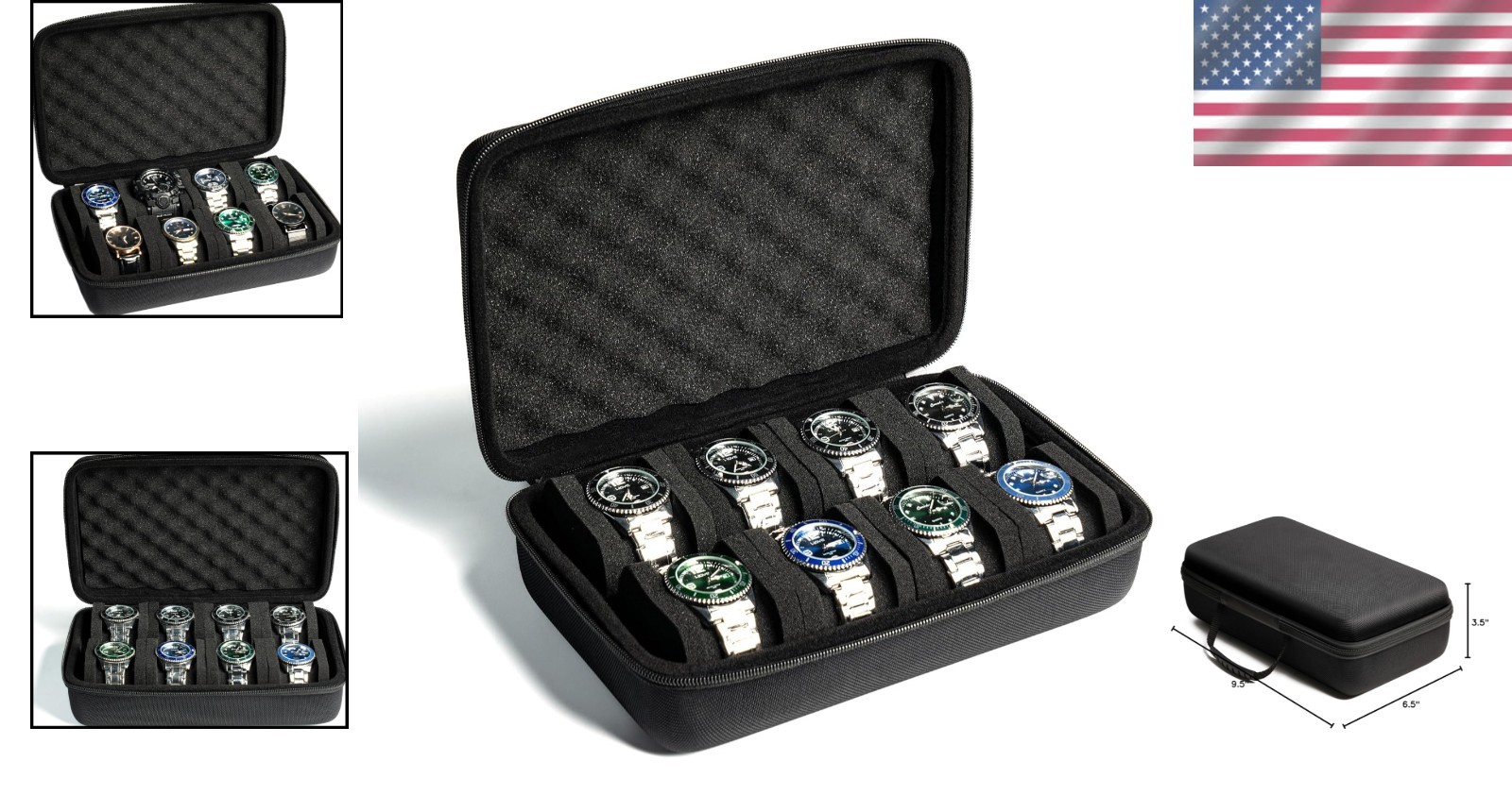Luxury 8-Slot Watch Case – Durable Hard Box with Plush Velvet for Protection