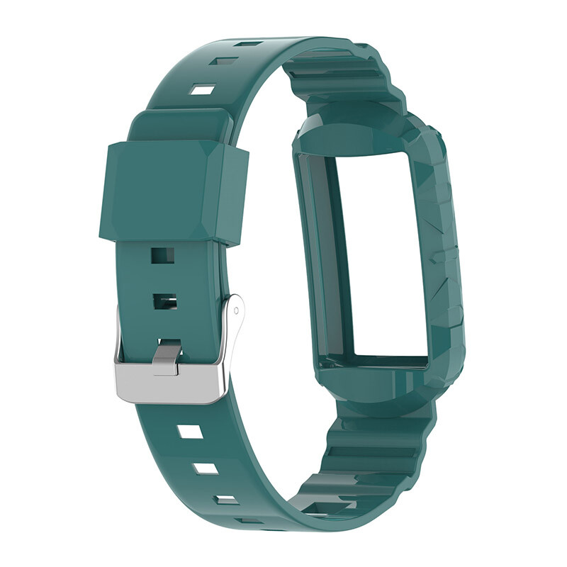 For Fitbit Charge 5 6 4 3 Replacement Rugged Armor Silicone Band w/ Bumper Case