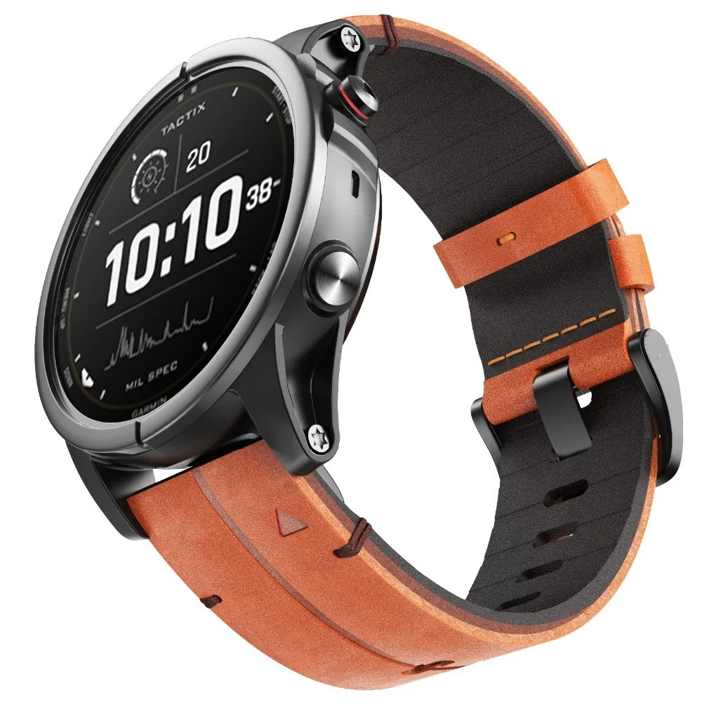 ANBEST Genuine Leather Band for Garmin Fenix 7X/6X/5X/3 Quick Release 22mm 26mm