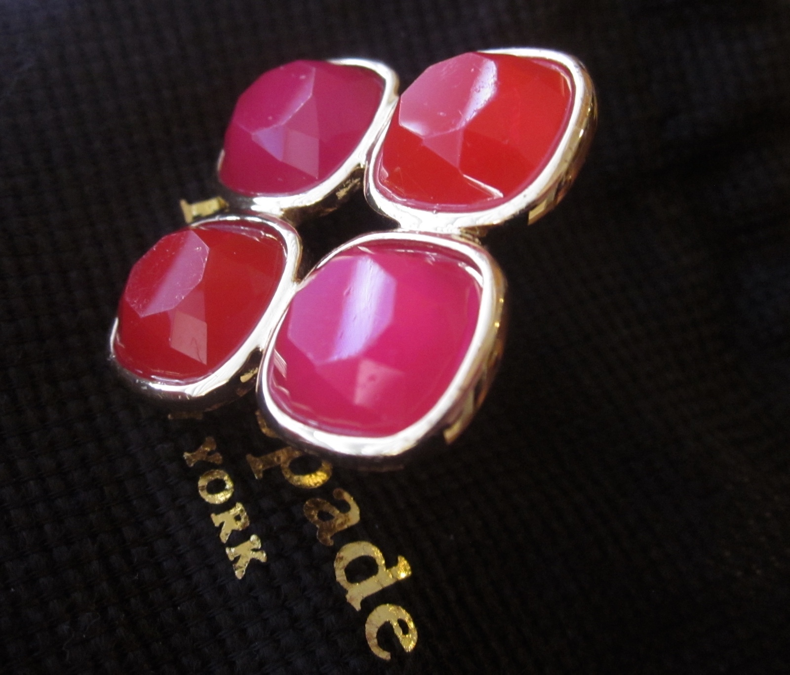 KATE SPADE NEW YORK RARE PINK ORANGE LOGO CONNECT FOUR MOD RING 6 SQUAD MODERN