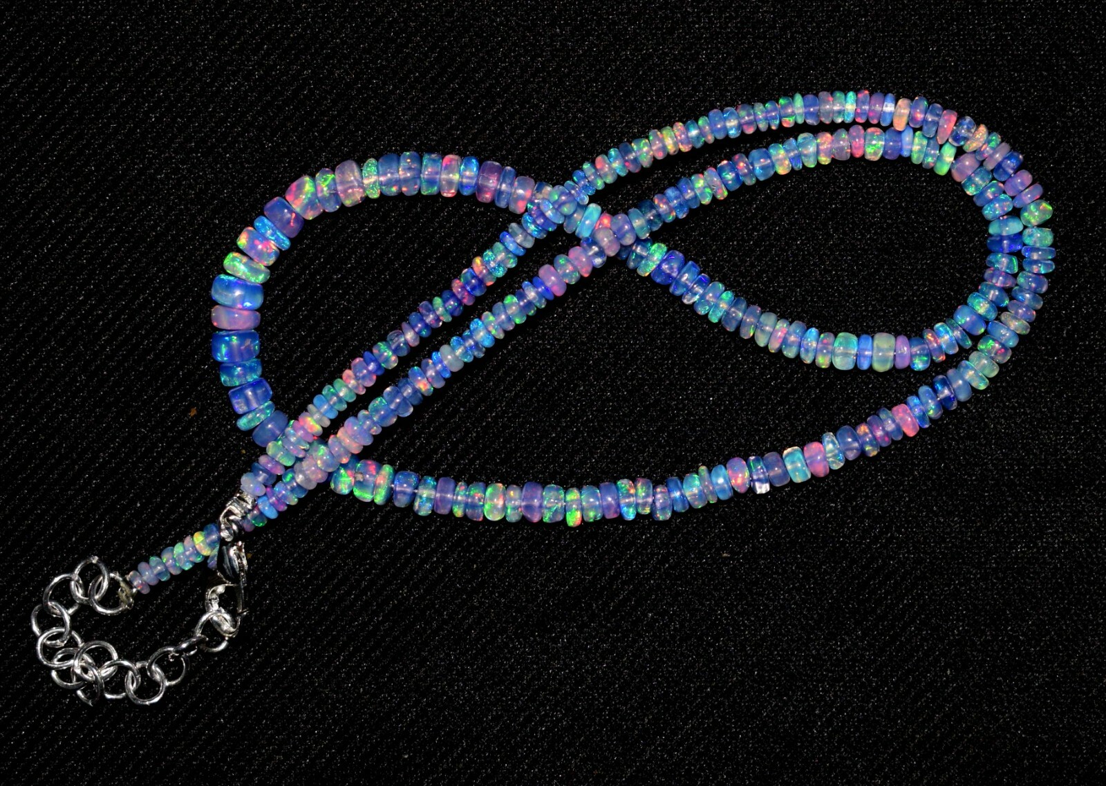16″Natural Ethiopian Opal Wello Fire Opal Gemstone Bead Necklace Jewelry F0445