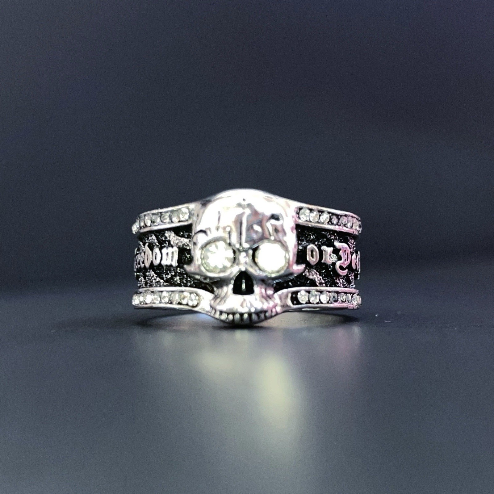 Men’s Silver Skull Ring 925 Sterling Silver Liberation Freedom Or Death Size 11