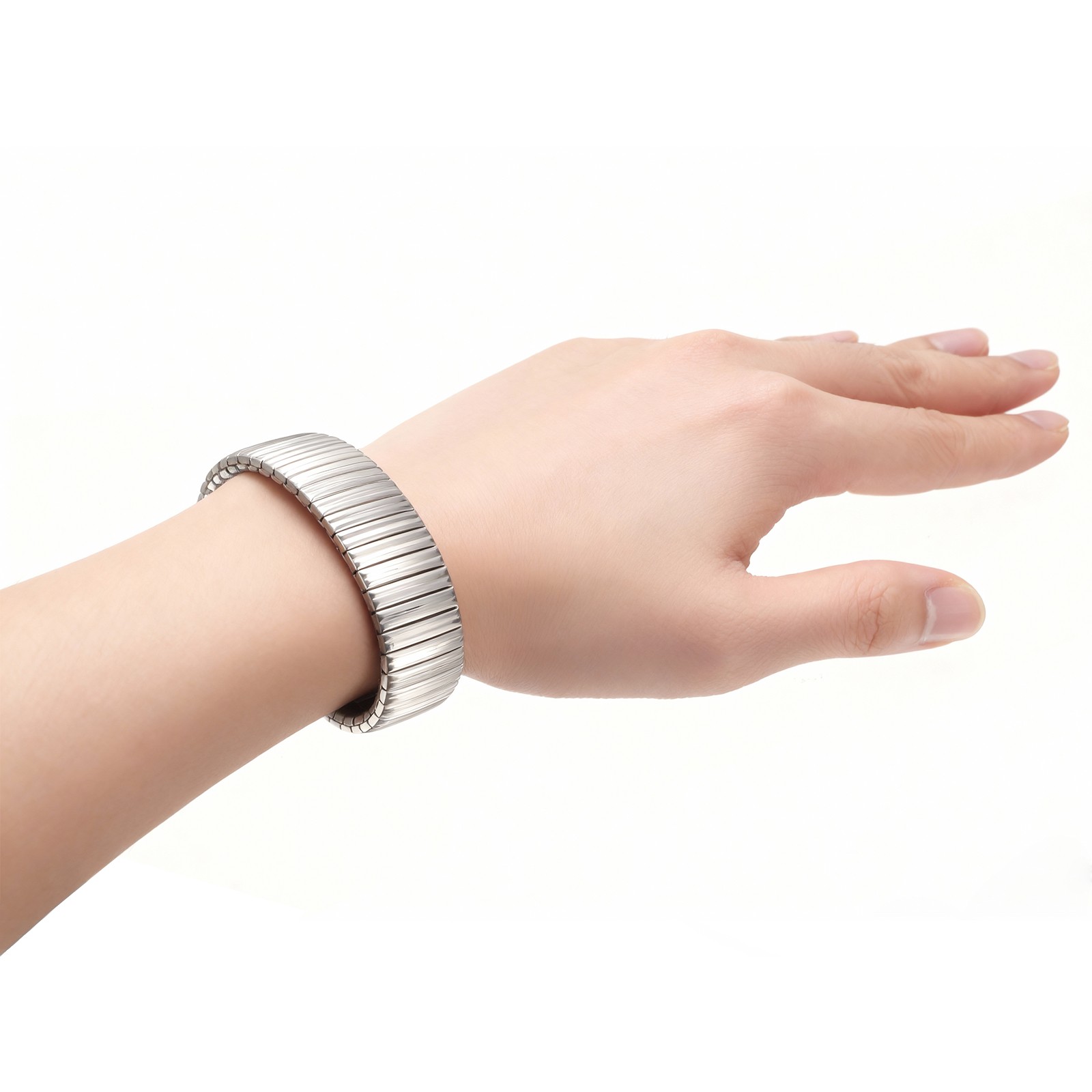 Expansion Watch Bands 12mm Stainless Steel Stretch Watch Strap Silver