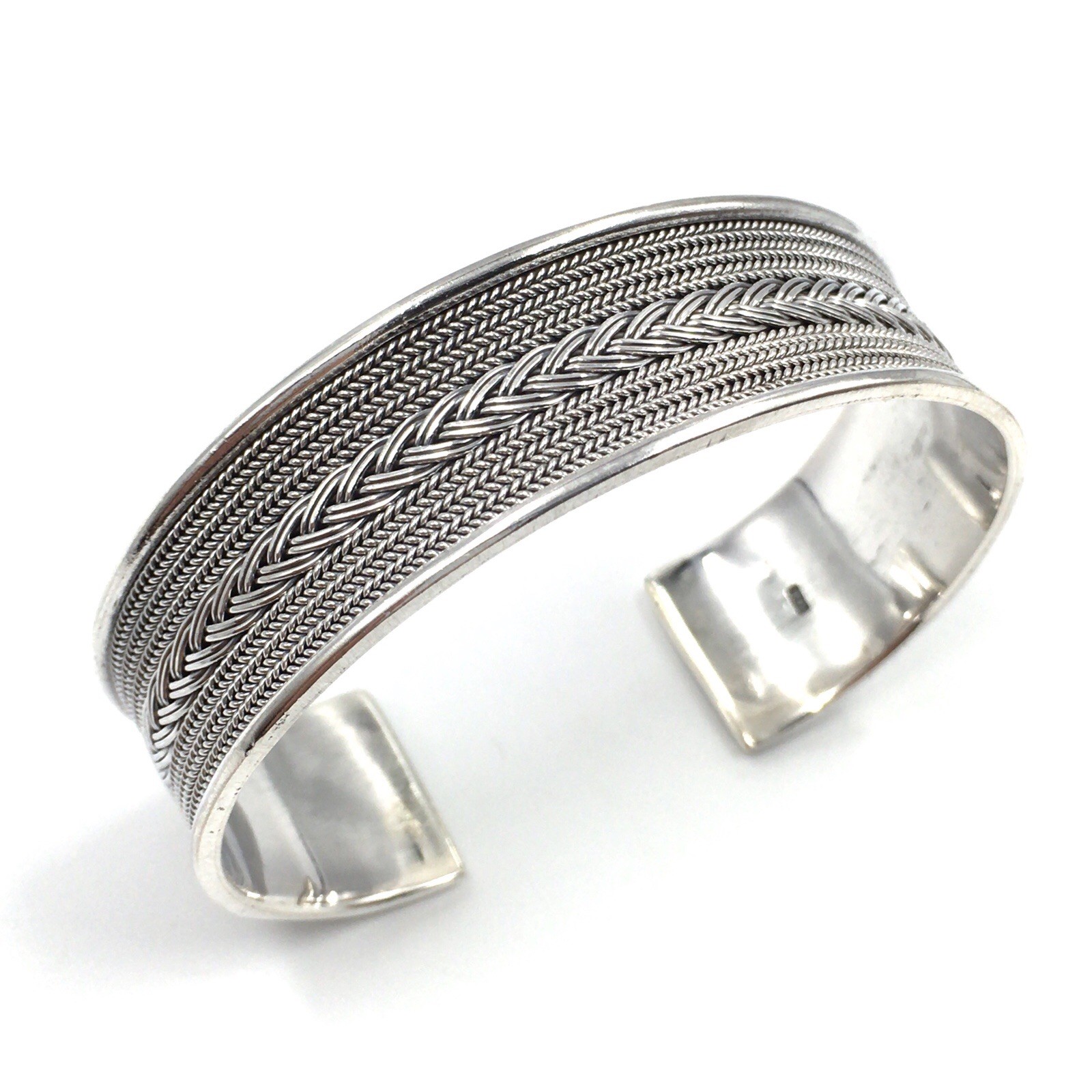 Modern Bangle 925 Silver Solid Wide Bangle Jewellery 1.8cm Bracelet 38.5g