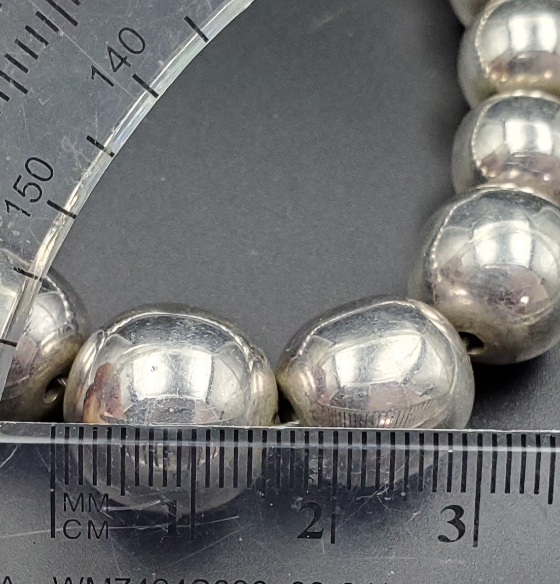 Sterling Silver Beaded Ball Necklace 17.25 Plus Matching Bracelet 7.5 inch long.
