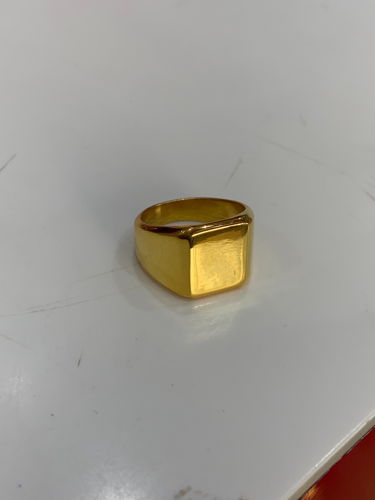 18K Gold Plated Signet Ring 925 Sterling Silver Square Face Men’s Band 4US-15US