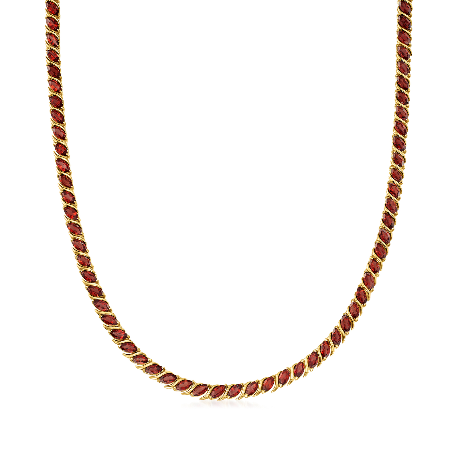 20.00 ct. t.w. Garnet Tennis Necklace in 18kt Yellow Gold Over Sterling Silver