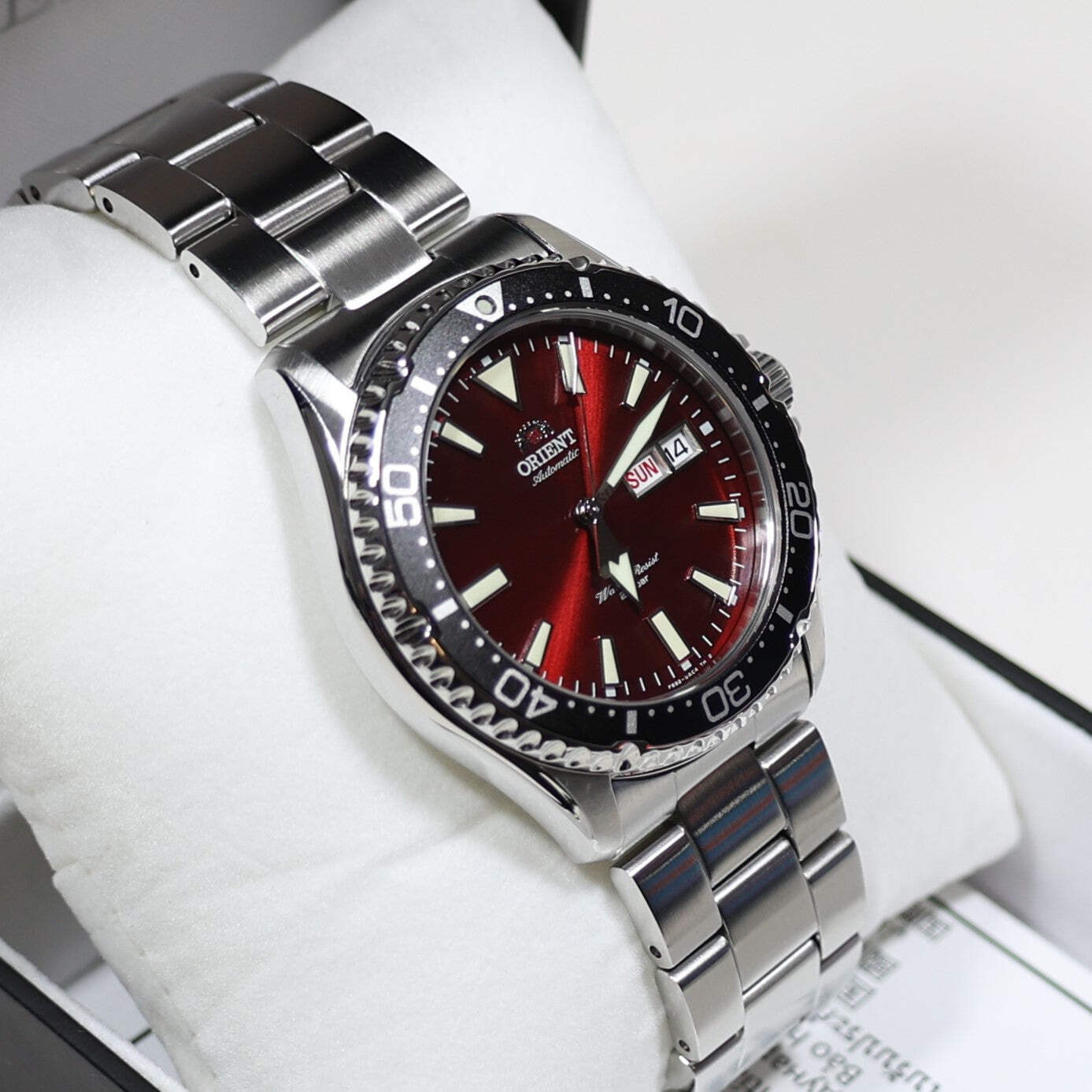 Orient Kamasu Maroon Dial Men’s Stainless Steel Diver Watch RA-AA0003R39B