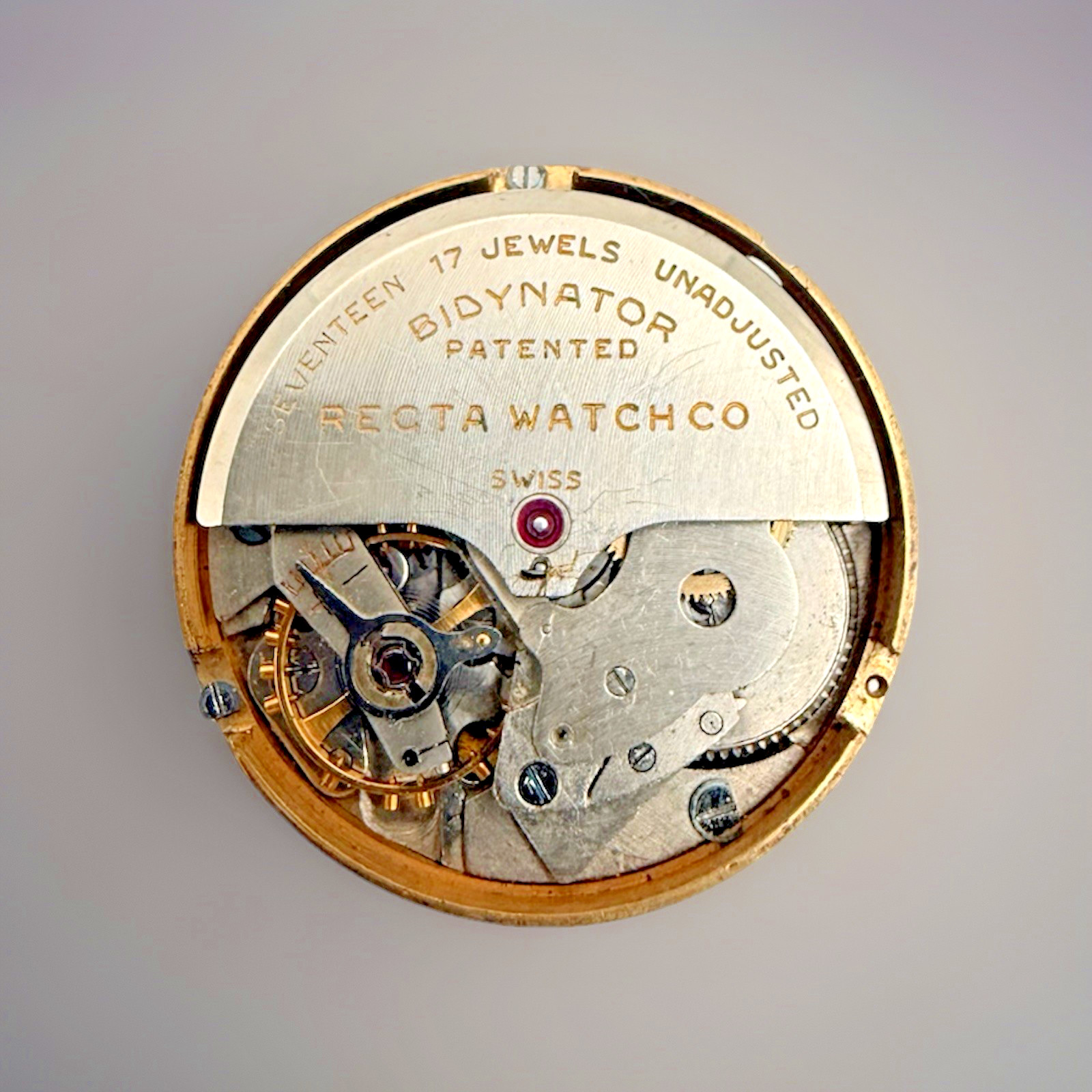 Recta Bidynator 17J Automatic Watch Movement Dial Parts Repair Swiss