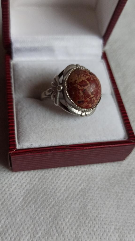 Vintage 925 Sterling Silver Ring | Jasper Gemstone | 7.83g Elegant Design