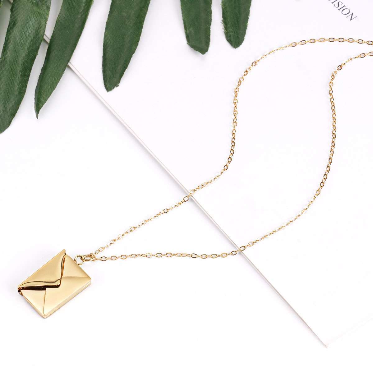 Love You Letter Envelope Pendant Necklace for Women Lover with Luxury Gift Box
