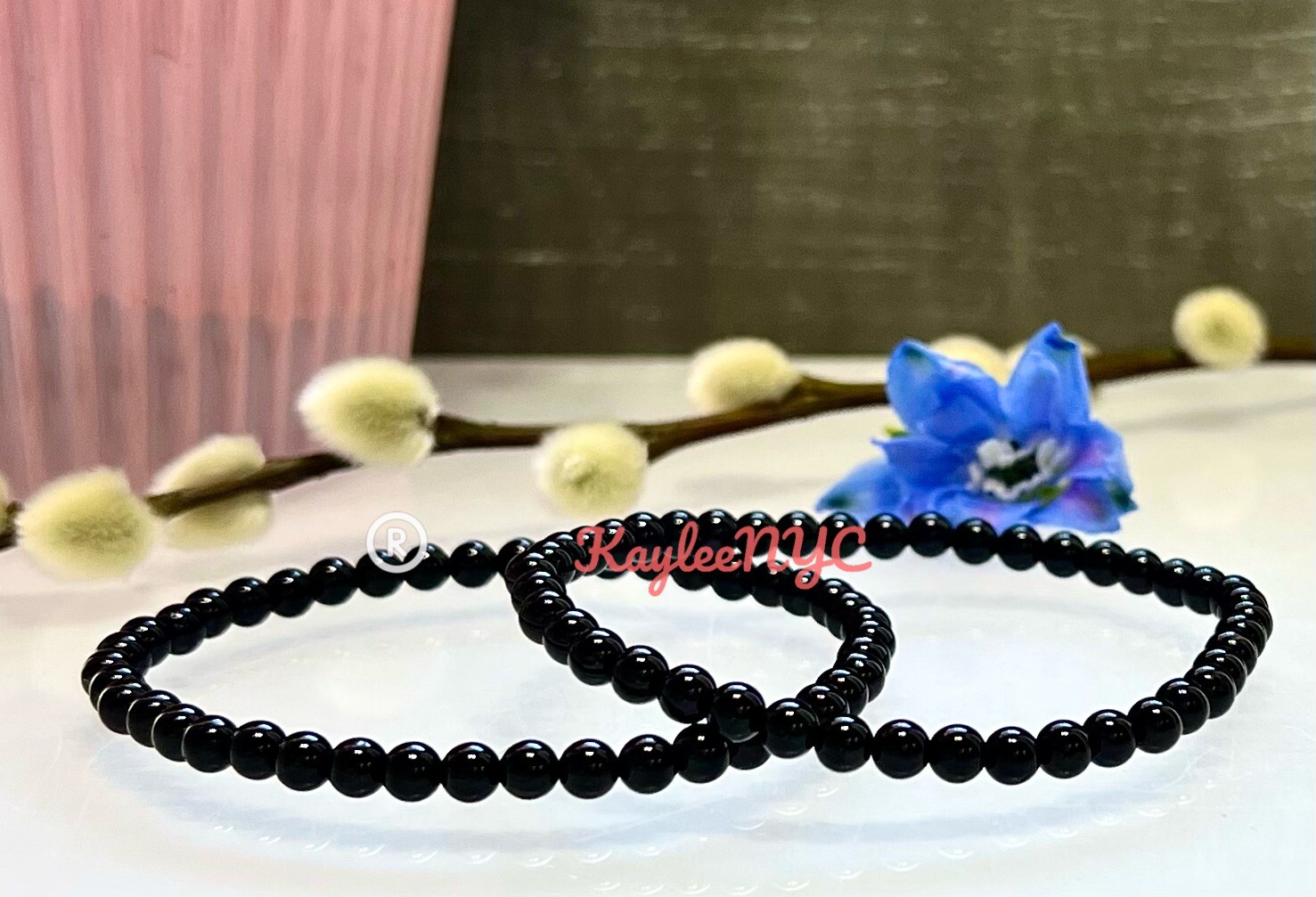 Wholesale Lot 6 Pcs Natural Black Tourmaline 4mm 7.5” Crystal Stretch Bracelet