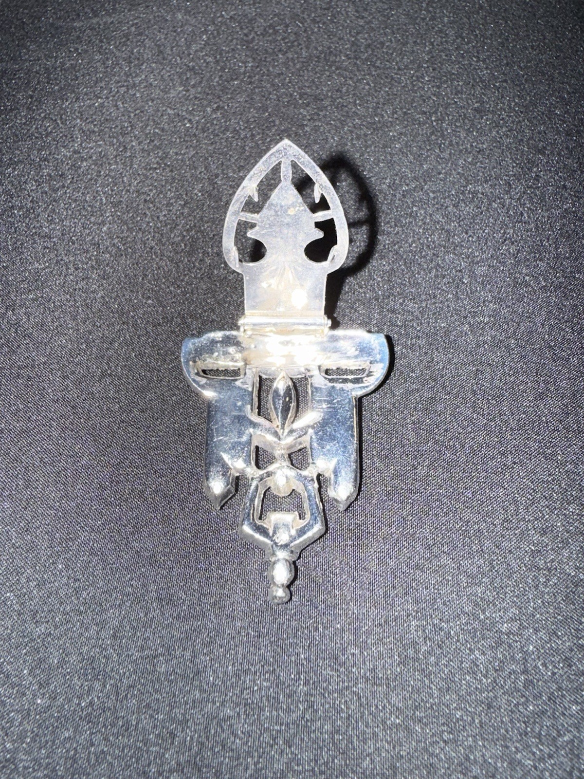 Vintage Art Deco Silver Tone Dress Clip w/ Clear Simulated Baguette Rhinestones