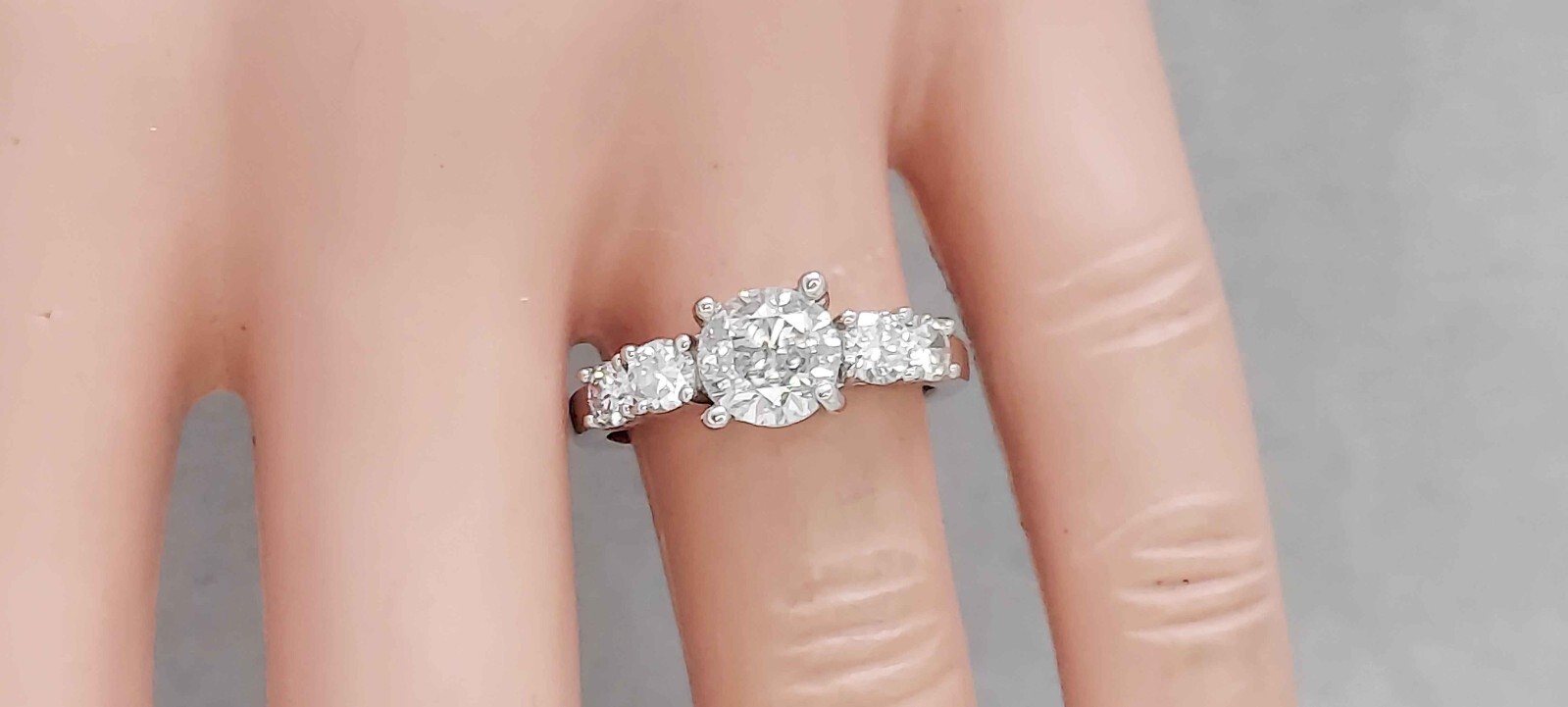 1.90Ct Genuine Natural 5 Round Diamond Engagement Ring In Solid 14K White Gold