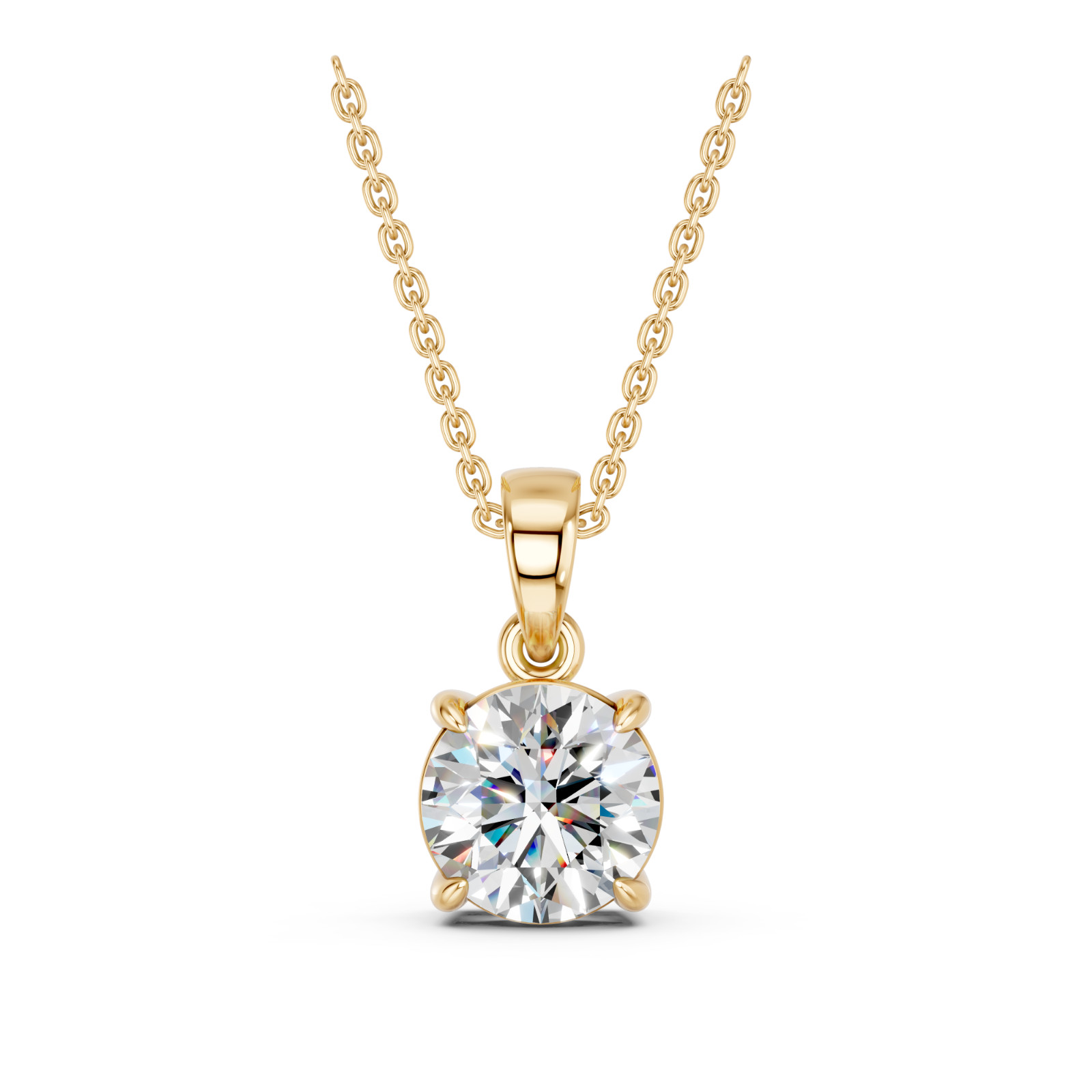 1.00 Ct Moissanite Round Diamond solitaire Pendant Necklace With Chain in Silver