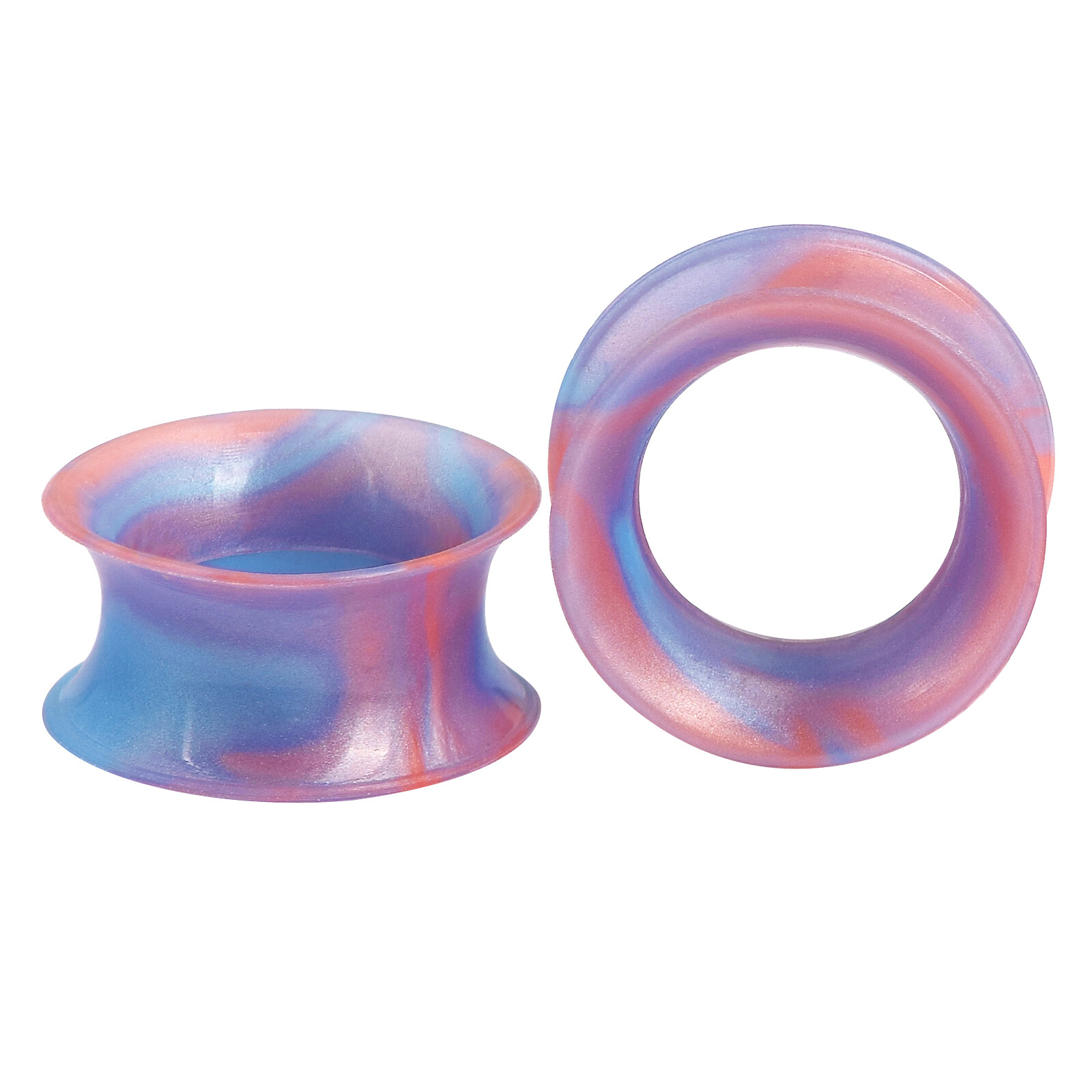 Pair Colorful Thin Silicone Ear Tunnels Plugs Gauges Earskin Earlets Flesh Gauge