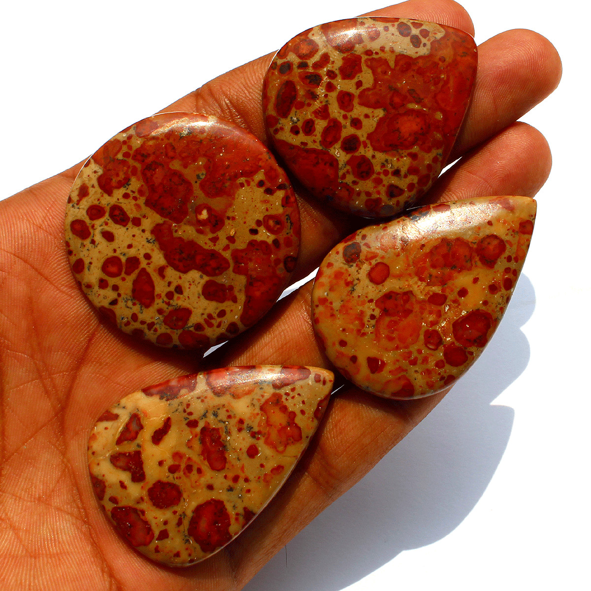 4 Pcs Natural Asteroid Jasper Untreated 41.7mm-48mm Cabochon Loose Gemstones Lot