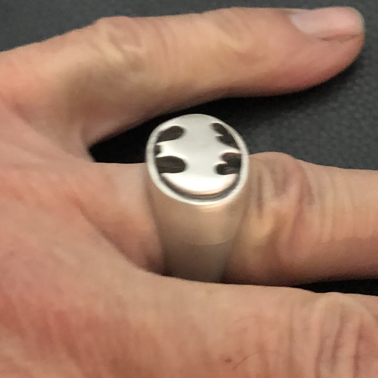 MJG STERLING SILVER OVAL BATMAN RING. STARTS AT SIZE 10