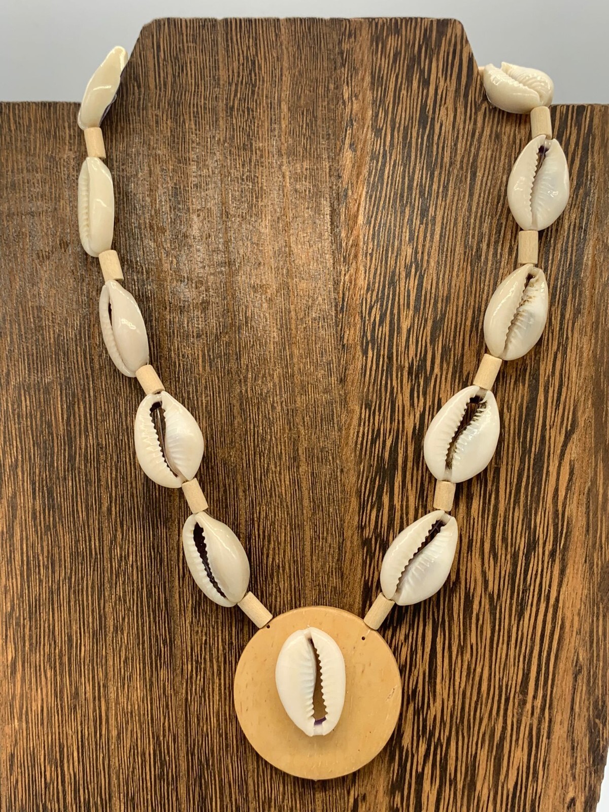 twelve cowrie shell necklaces wooden bead Hawaiian style handmade